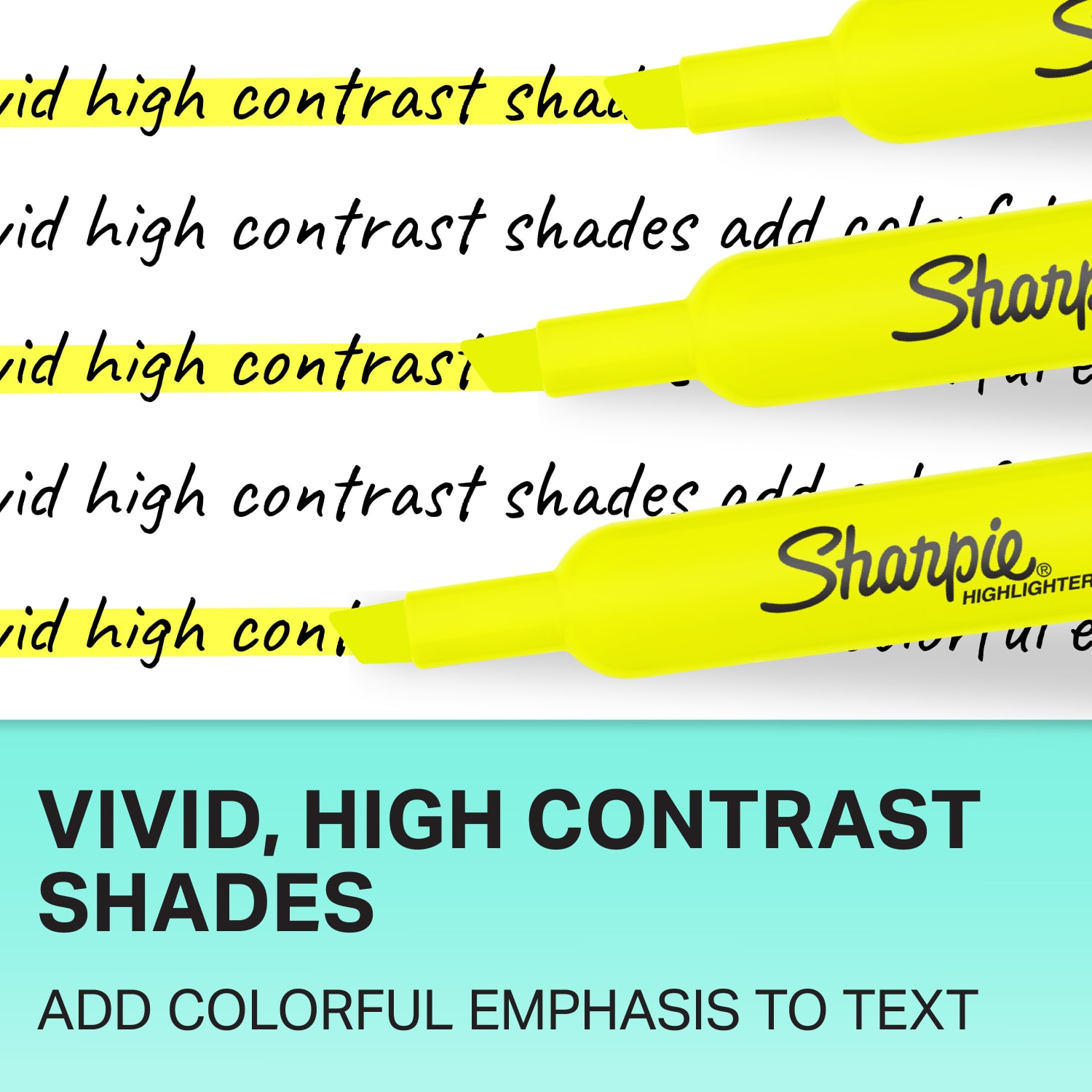 Sharpie Tank-Style Highlighters, Fluorescent Yellow, Pack Of 4 - Image 6