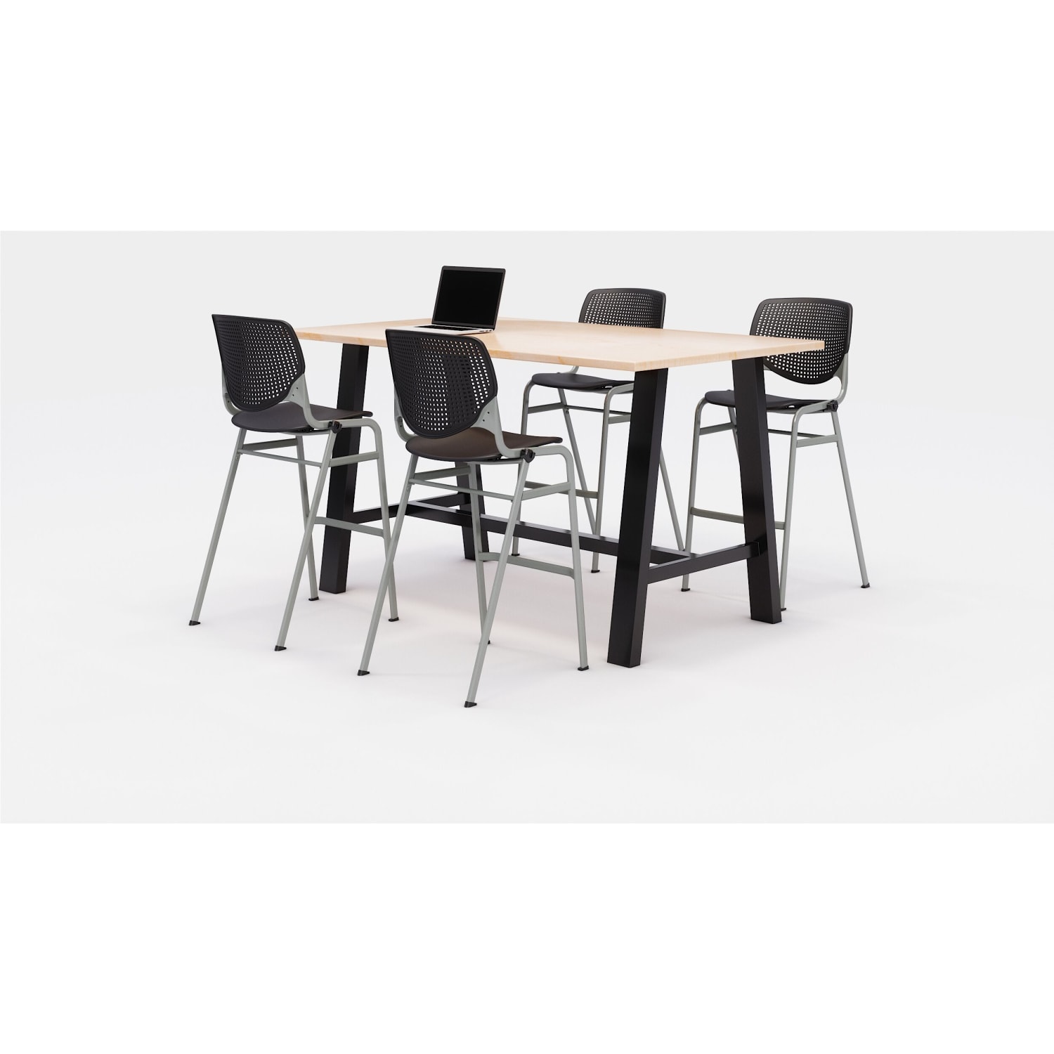 KFI Studios Midtown Bistro Table With 4 Stacking Chairs, 41inH x 36inW x 72inD, Kensington Maple/Black - Image 3