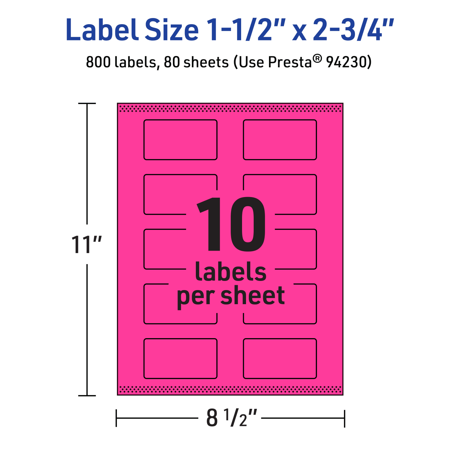 Avery Print-To-The-Edge Labels With Sure Feed Technology And Easy Peel, 94230-NMP80, Rectangle, 1-1/2in x 2-3/4in, Matte Neon Magenta, Pack of 800 - Image 6