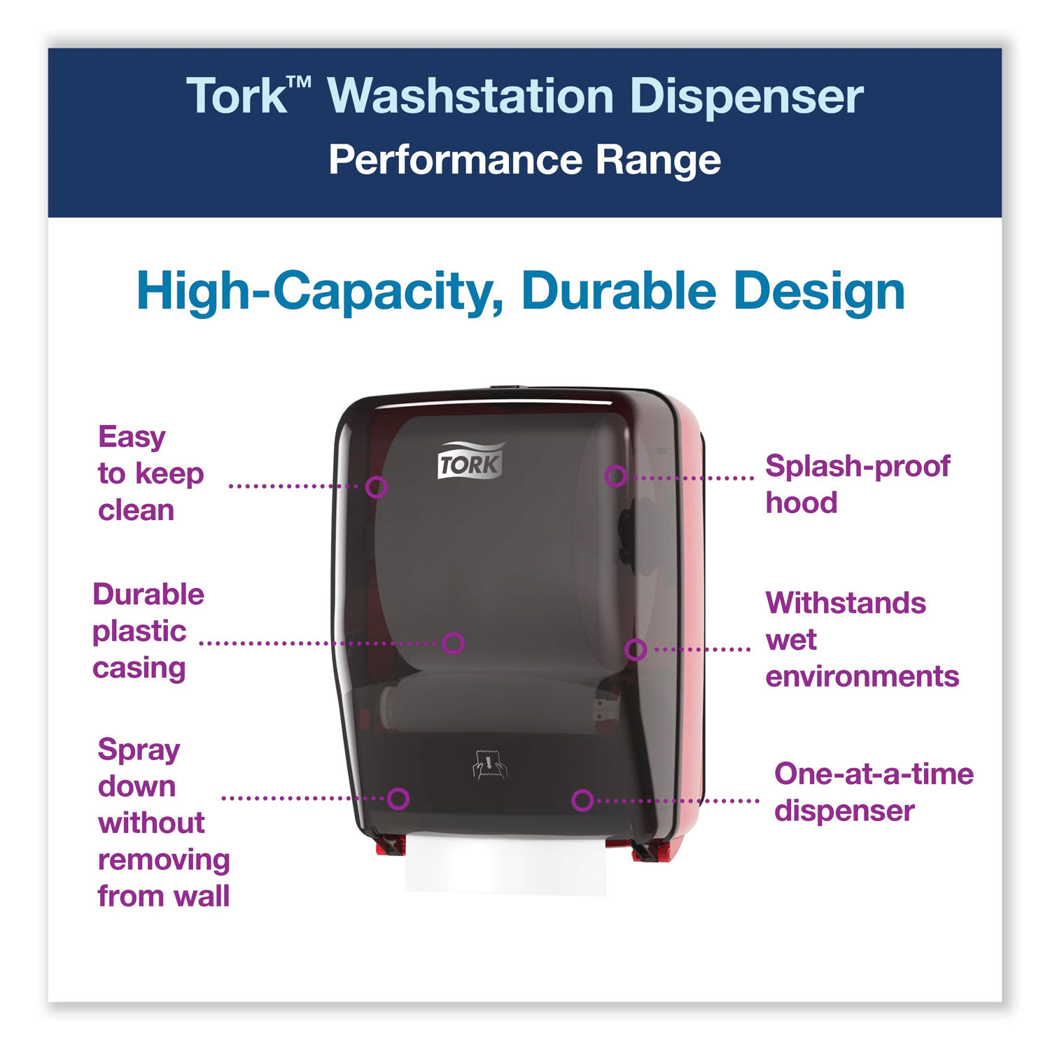 Tork Washstation Dispenser, 12.56 x 10.57 x 18.09, Red/Smoke - Image 3