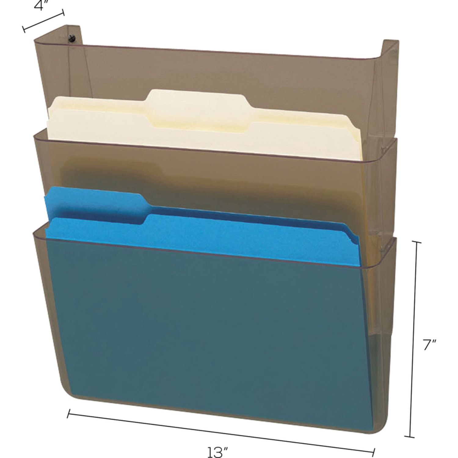 Deflecto Unbreakable Linking DocuPocket 3-Pocket Wall File, 7inH x 13inW x 4inD, Smoke - Image 4