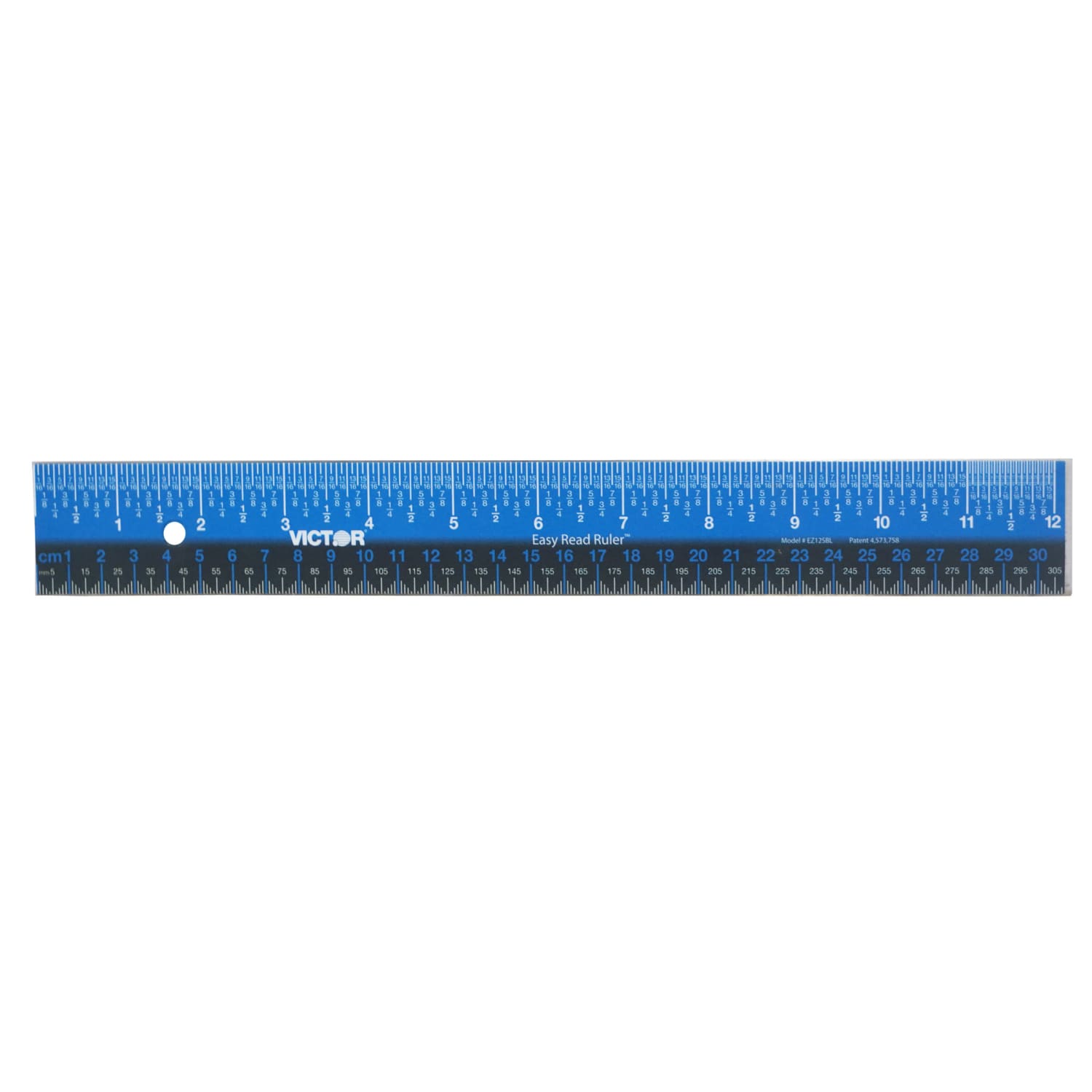 Victor Easy Read Ruler, Stainless Steel, Blue/Black, 12in, Pack Of 3 - Image 3