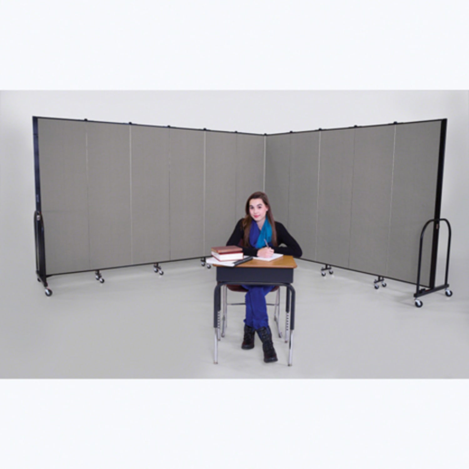 Screenflex Portable Room Partition Divider, 72inH x 157inW, Gray - Image 5