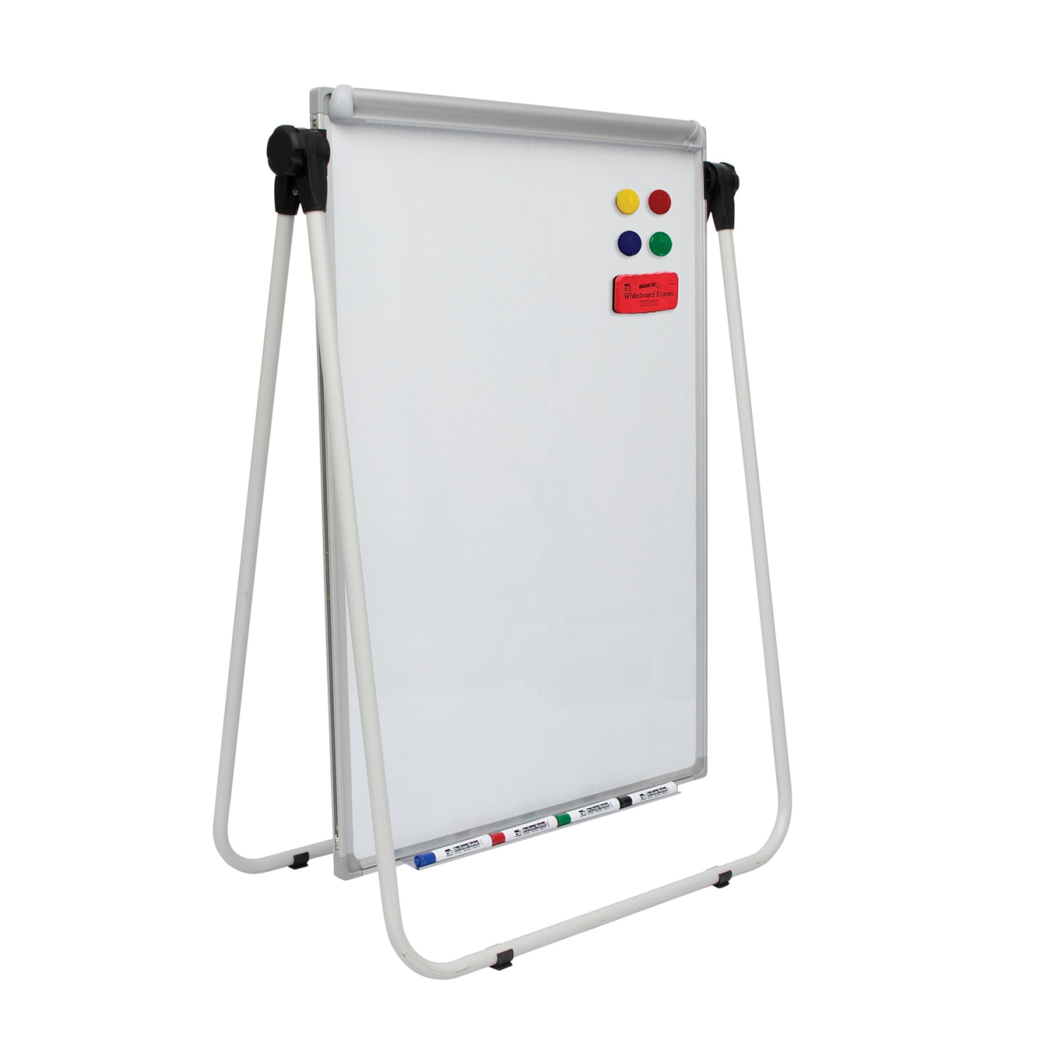 Charles Leonard Double Sided Magnetic Whiteboard Easel, 45inH x 32inW x 3-1/4inD, White, Silver Metal Frame - Image 3
