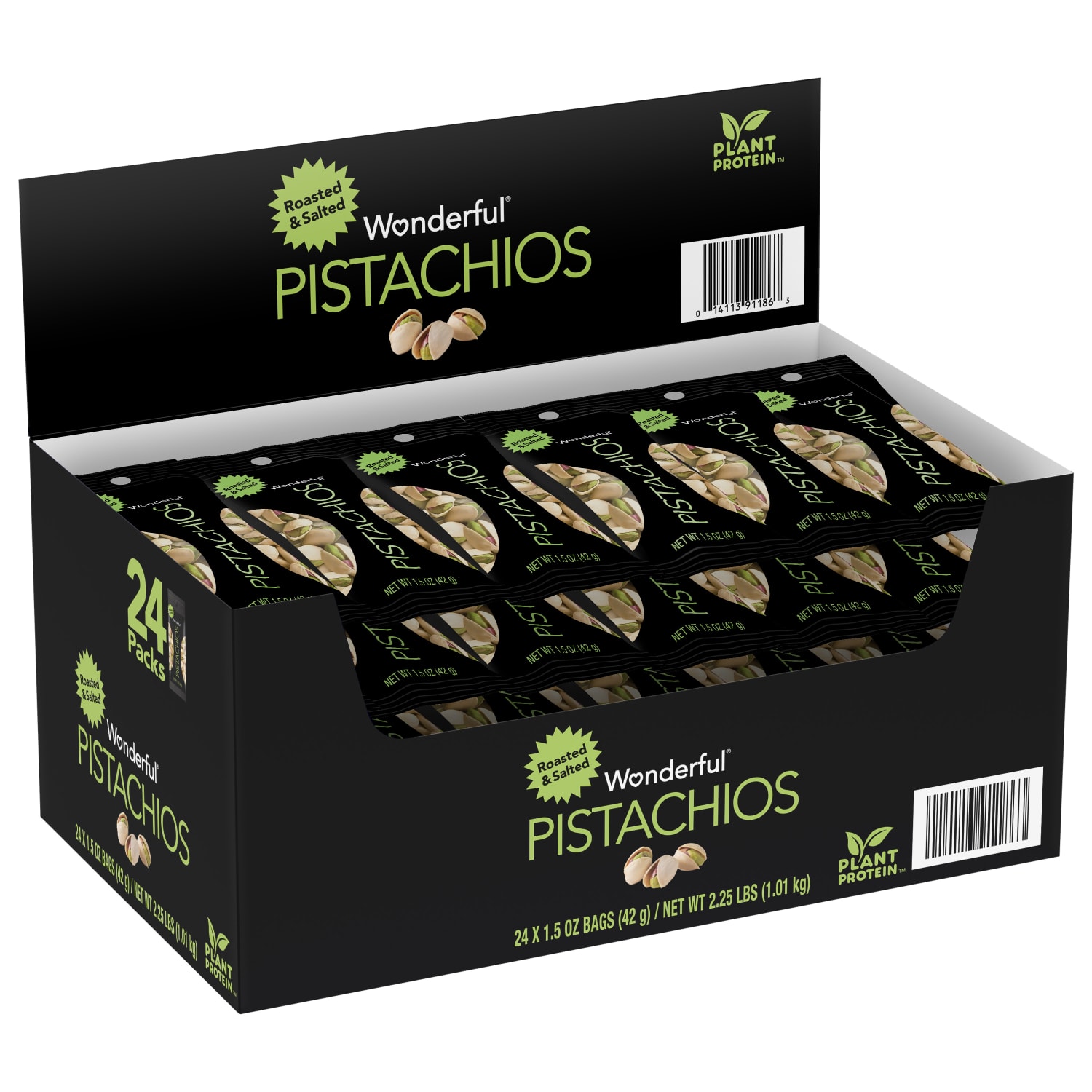 Wonderful Roasted And Salted Pistachios, 1.5 Oz, Pack Of 24 Bags