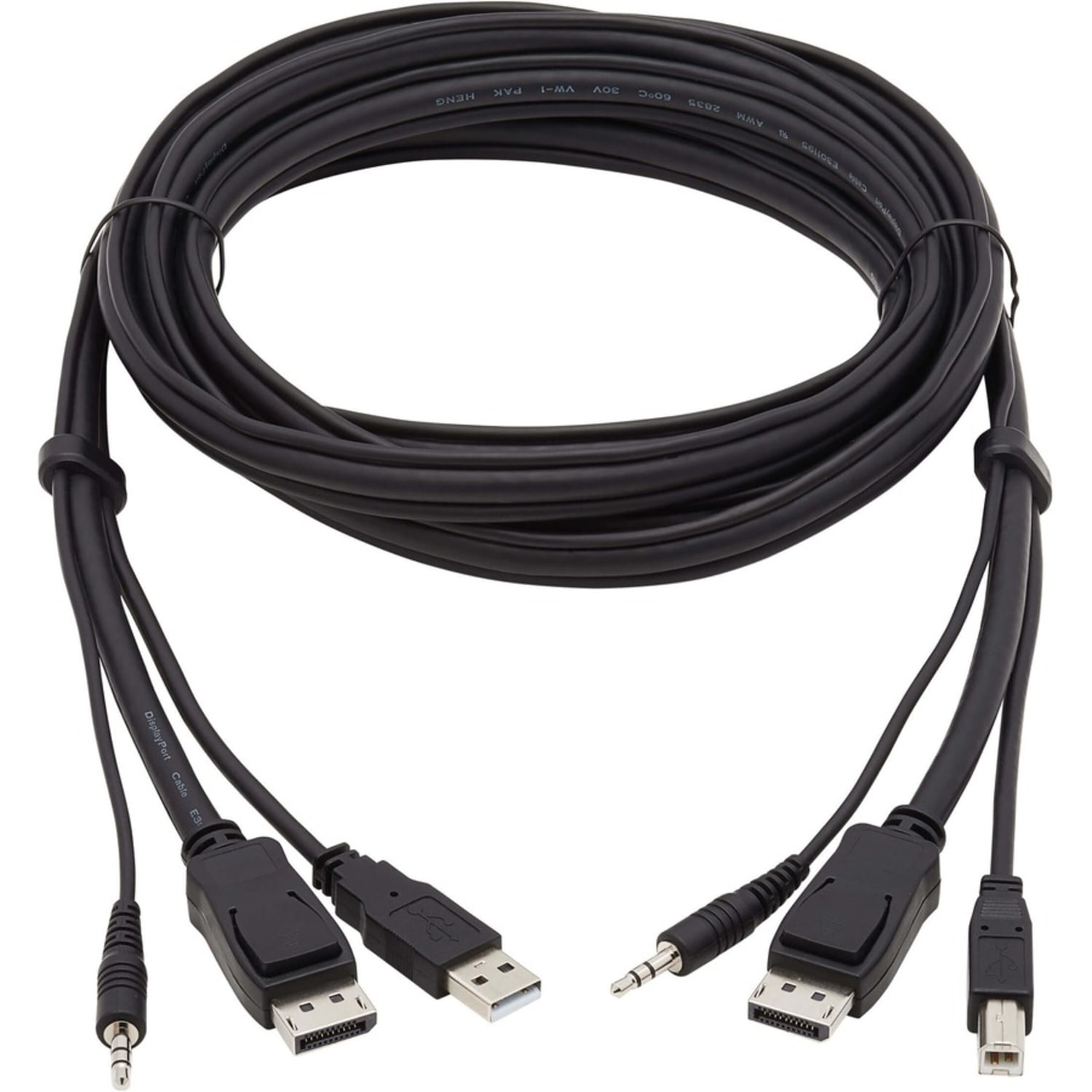 Tripp Lite DisplayPort KVM Cable Kit 3 in 1 4K USB 3.5mm Audio 3xM/3xM 10ft - 60 MB/s - Supports up to 3840 x 2160 - Gold Plated Contact - Black - Image 3
