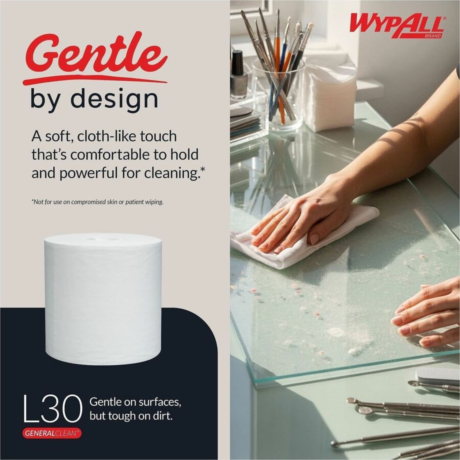 Wypall L30 Center-Pull General-Purpose Light-Duty Wipers, 9 13/16in x 15 1/4in, White, 300 Sheets Per Roll, Carton Of 2 Rolls - Image 4