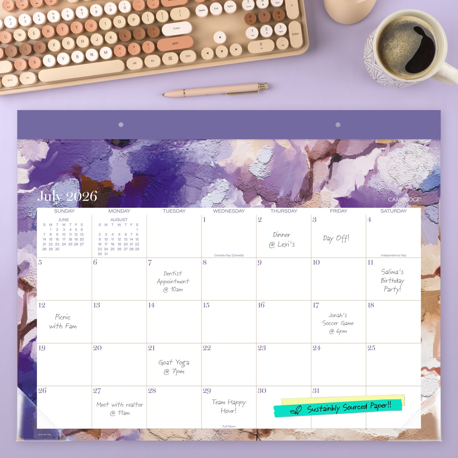 Mead Cambridge Susan Academic 2026-2027 Monthly Desk Pad Calendar, Standard, 17in x 21 3/4in - Image 3