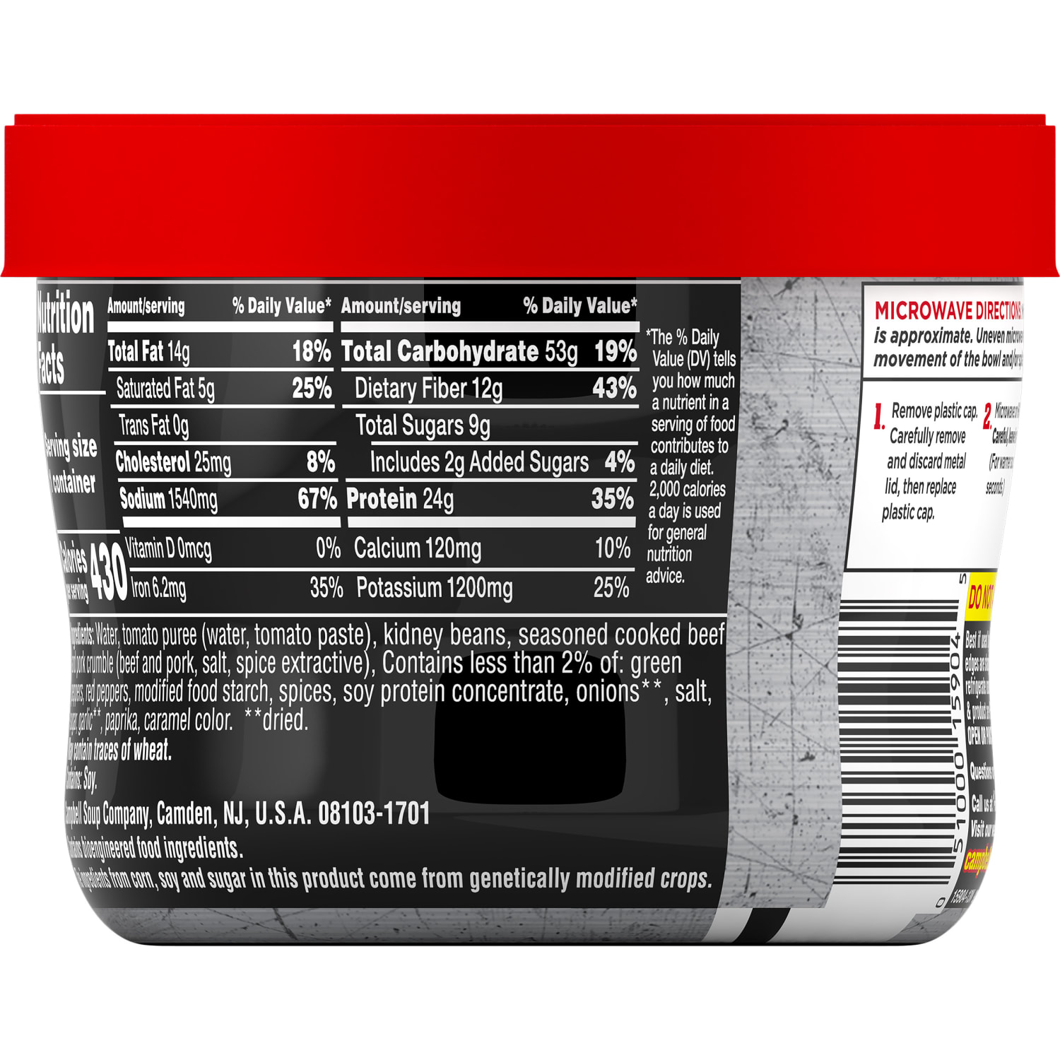 Campbells Chunky Roadhouse Beef And Bean Chili, 15.25 Oz, Case Of 8 Bowls - Image 3