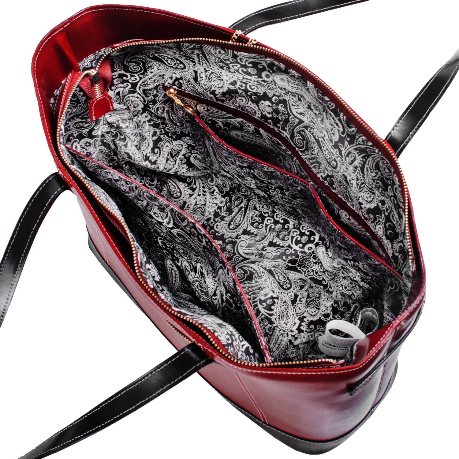 McKleinUSA Serafina Tote, 15inH x 12 1/2inW x 6inD, Red/Black - Image 3
