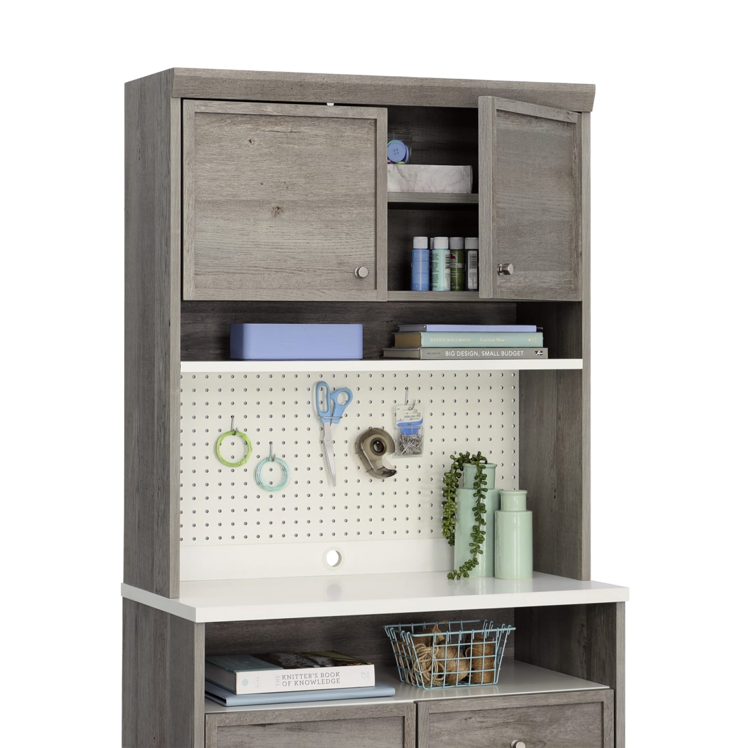 Sauder Craft Pro Series 32inW Hutch, Mystic Oak - Image 3