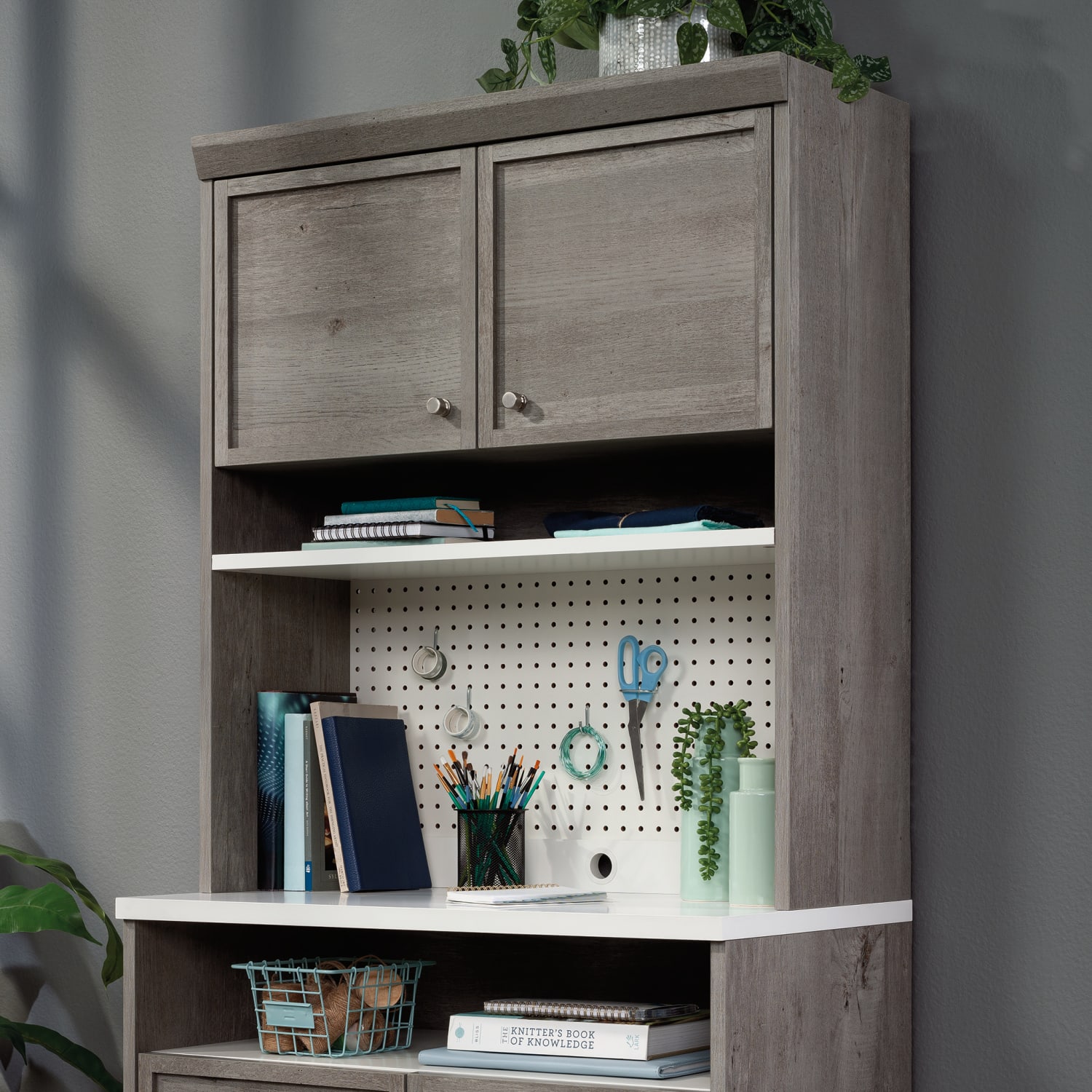Sauder Craft Pro Series 32inW Hutch, Mystic Oak - Image 4