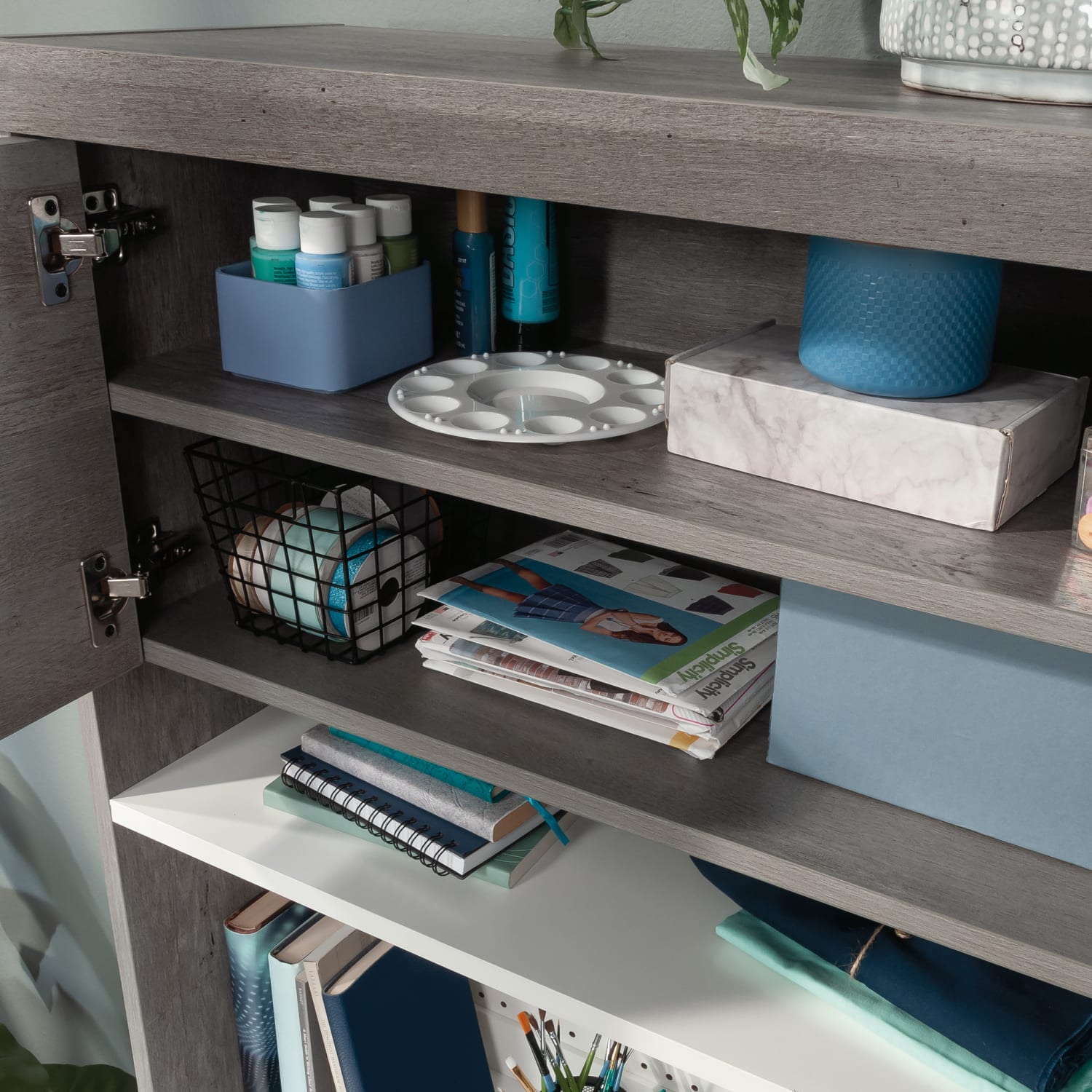 Sauder Craft Pro Series 32inW Hutch, Mystic Oak - Image 6