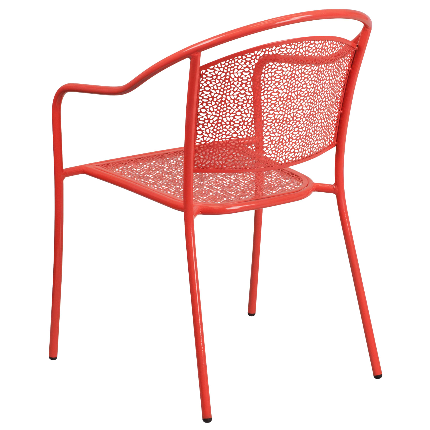 Flash Furniture Oia Indoor/Outdoor Steel Patio Armchair with Round Back, Coral - Image 5