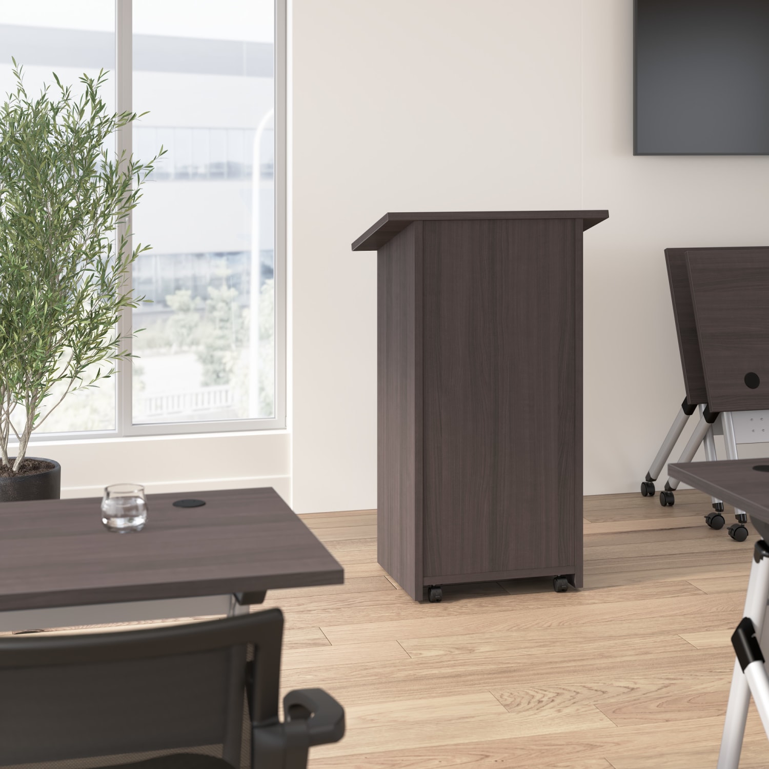 Bush Business Furniture Envision Stand Up Lectern, 29inW x 48inH, Storm Gray, Standard Delivery - Image 4