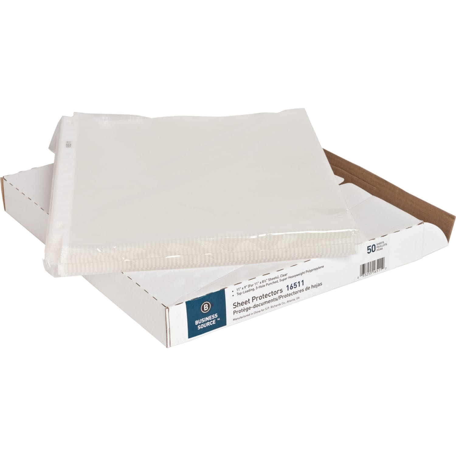 Business Source Top-Loading Poly Sheet Protectors - For Letter 8 1/2in x 11in Sheet - 3 x Holes - Ring Binder - Top Loading - Rectangular - Clear - Polypropylene - 250 / Carton - Image 5