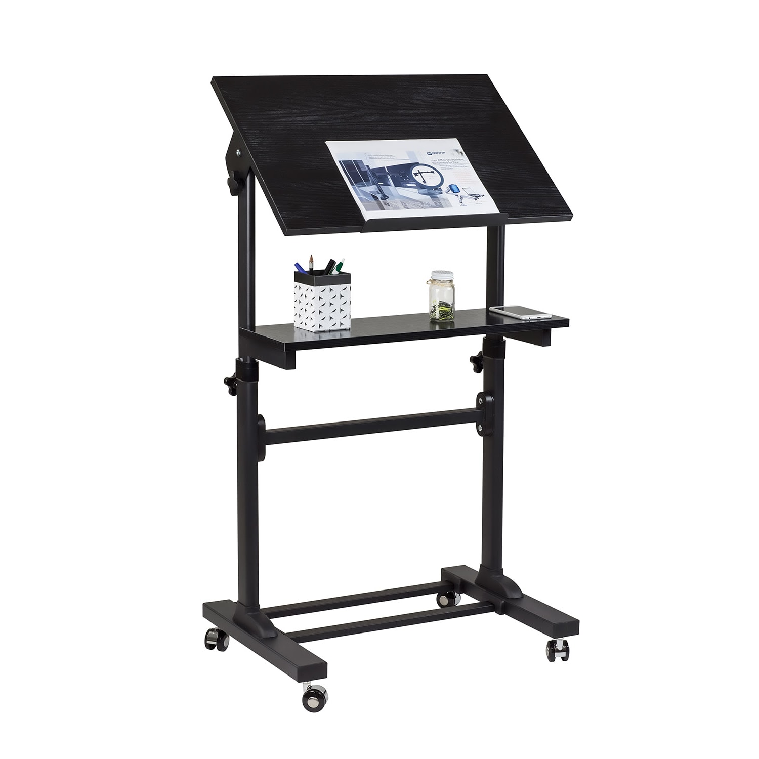 Mount-It! MI-7941Mobile Stand-Up Desk Lectern, 41inH x 20inW x 5-15/16inD, Black - Image 5