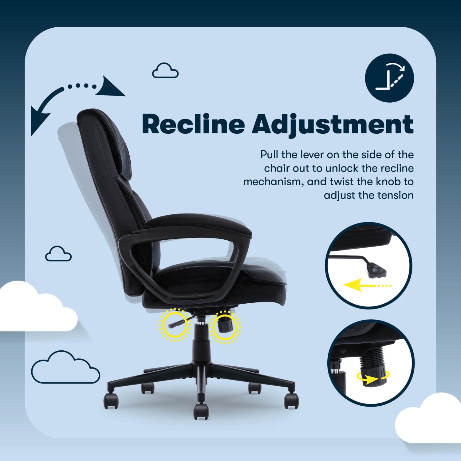 Serta Comfort Classic Ergonomic Fabric High Back Executive Office Chair Black PopularChairscom