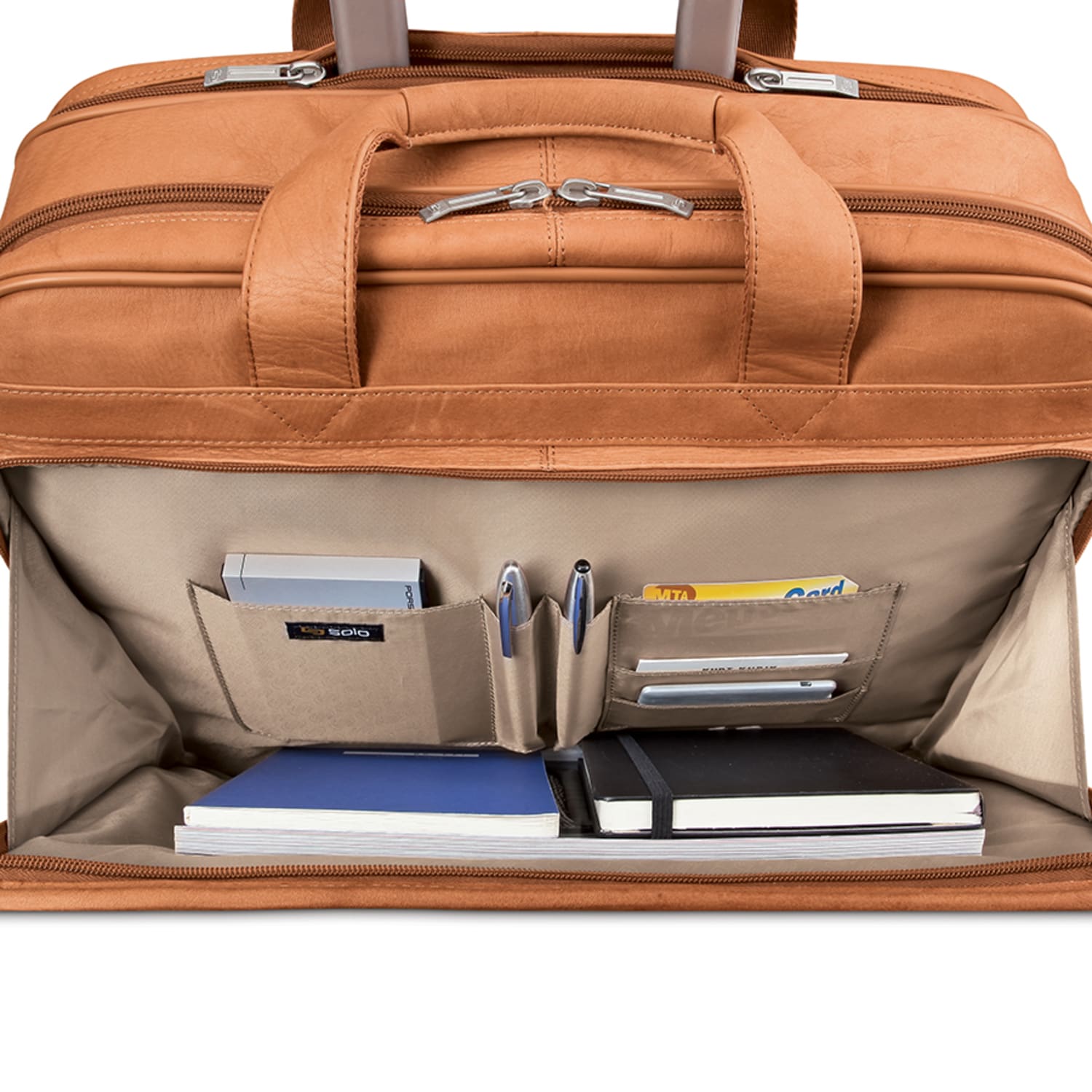 Solo New York Walker Leather Rolling Case for 15.6in Laptops, Tan - Image 5