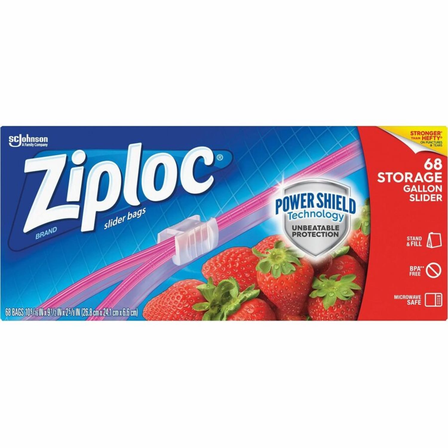 Ziploc Gallon Storage Slider Bags - Large Size - 1 gal Capacity - 10.56inx 9.50in - Sliding Closure - Blue - Food, Supplies - 68/Box - 9 / Carton - Image 3