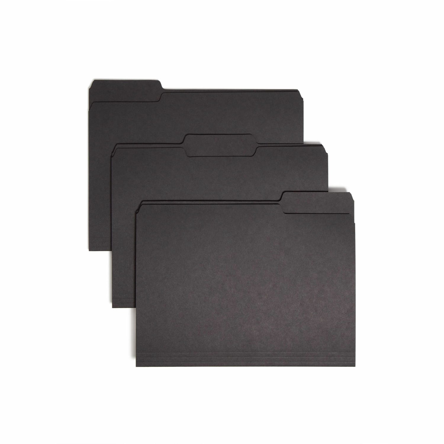 Smead 1/3-Cut Interior Folders, Letter Size, Black, Box Of 100