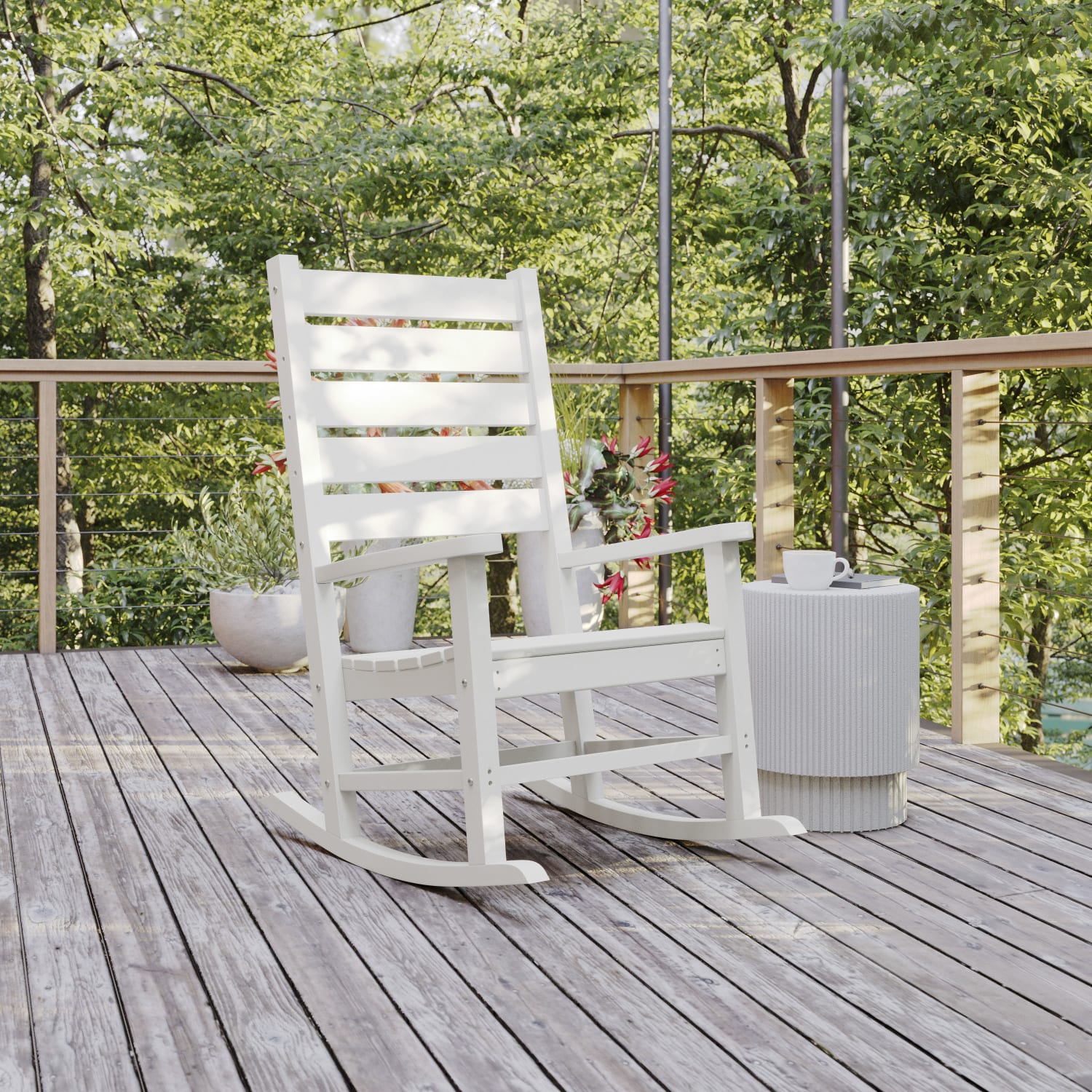 Flash Furniture Manchester All-Weather Rocking Chair, White