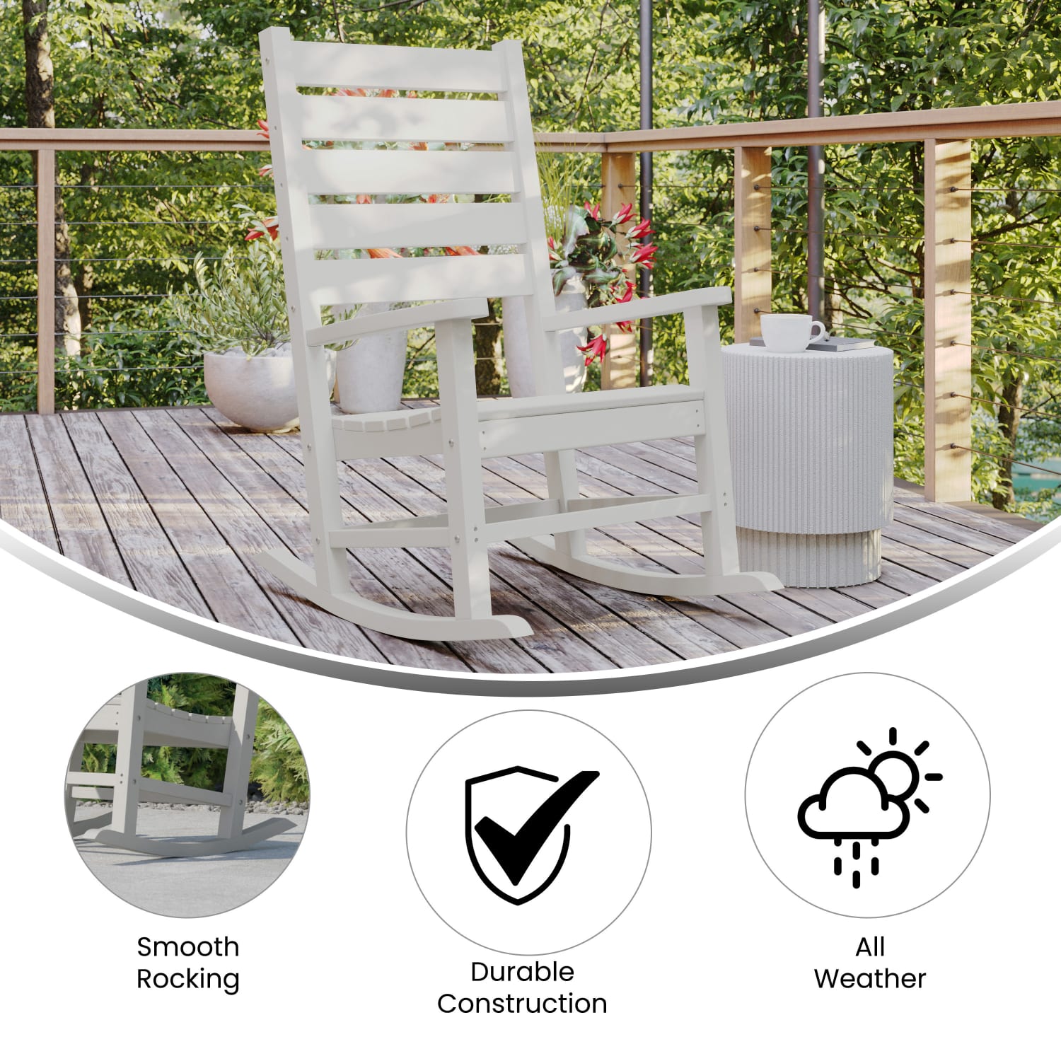 Flash Furniture Manchester All Weather Rocking Chair White PopularChairscom
