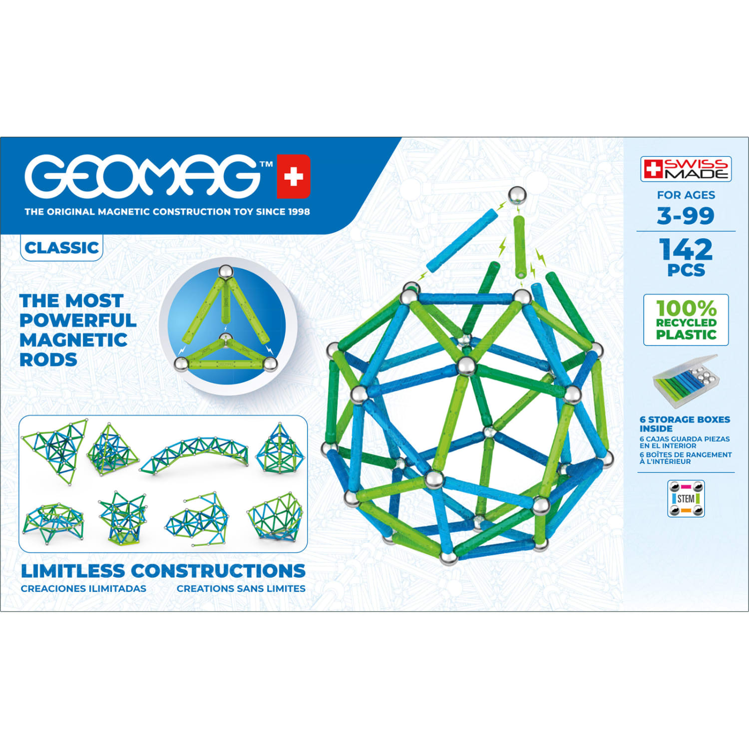 Geomag Classic Magnetic Building Set, Green Line Color, 142 Pieces - Image 3