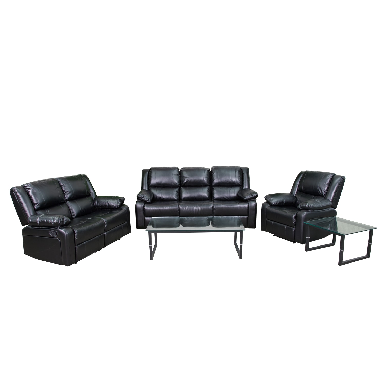 Flash Furniture Harmony Series LeatherSoft Reclining Sofa Set Black PopularChairscom Flash Furniture Harmony Series LeatherSoft Reclining Sofa Set Black PopularChairscom