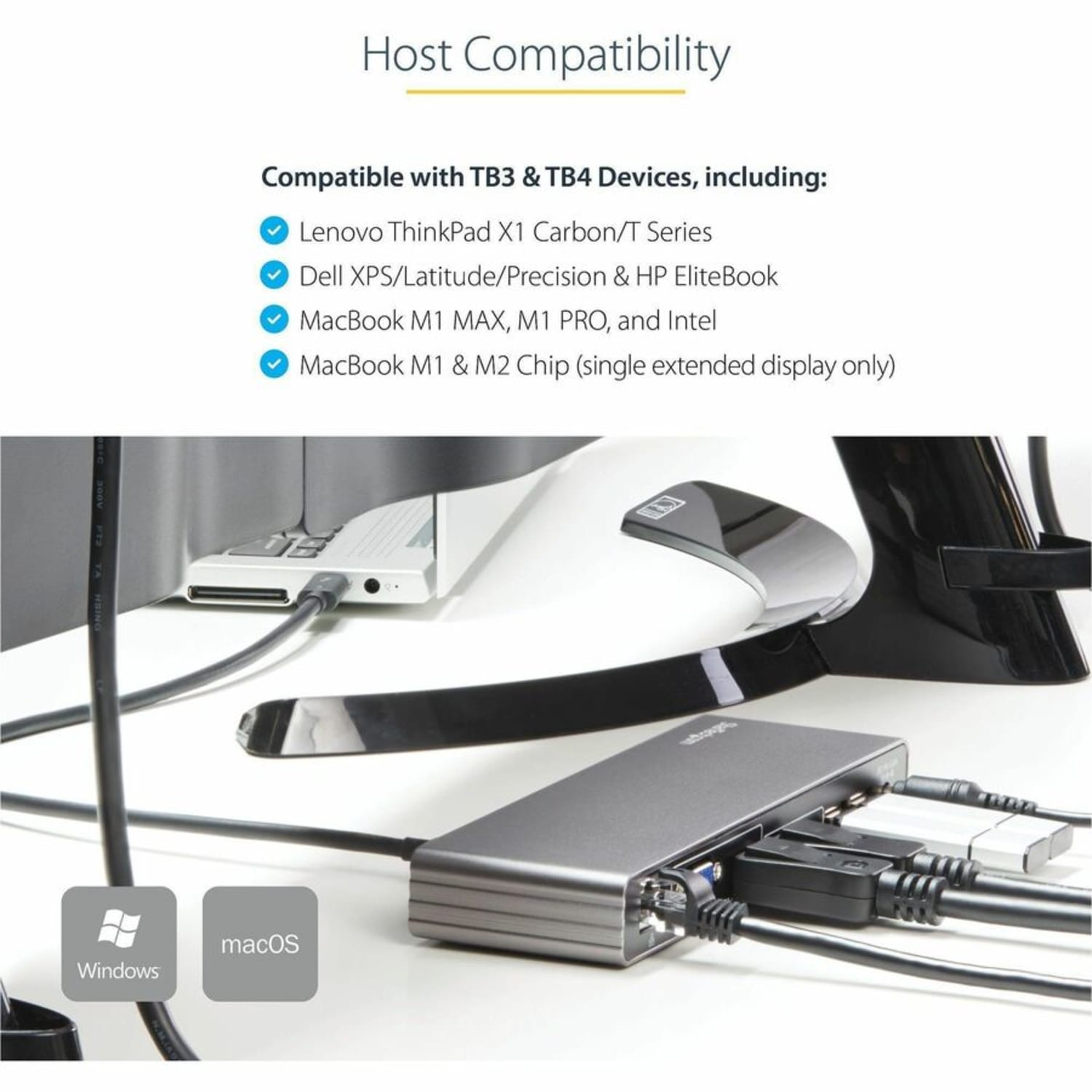 StarTech.com Thunderbolt 3 Dock - For MacBook Pro & Windows - Dual 4K 60Hz Thunderbolt 3 Docking Station - TB3DK2DHV - Image 5