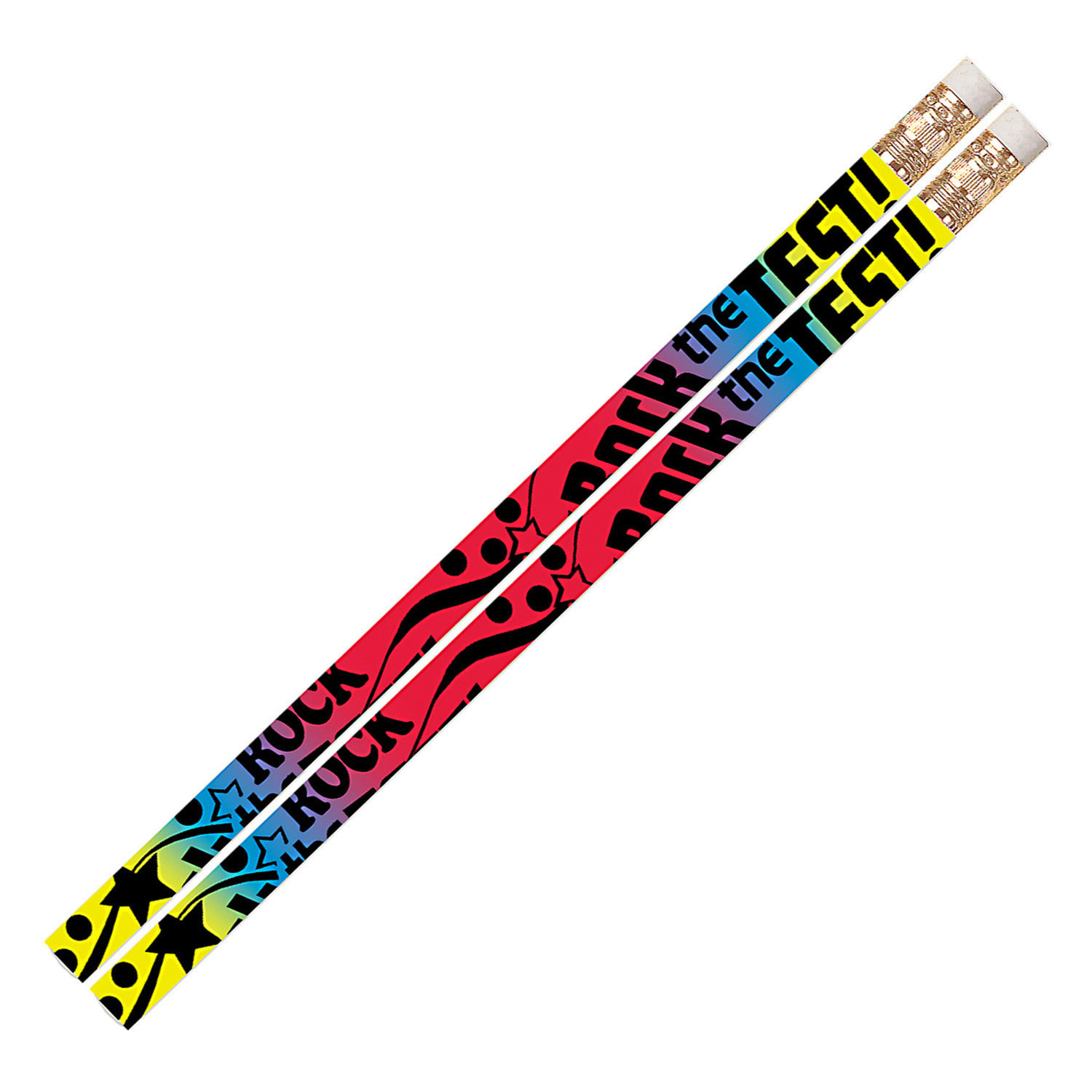 Musgrave Pencil Co. Inc. Motivational Pencils, No. 2 Lead, Rock The Test, 12 Pencils Per Pack, Set Of 12 Packs