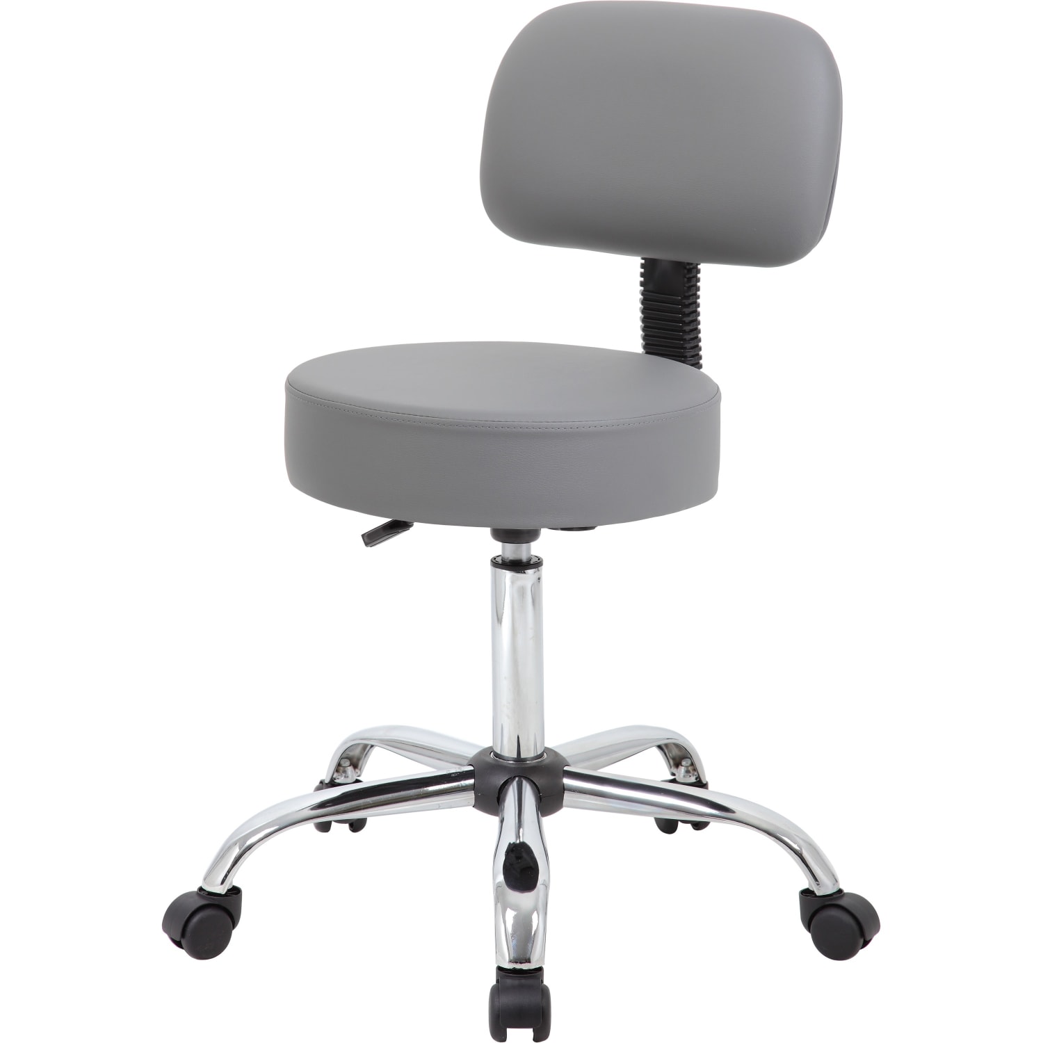 Boss Office Products Caressoft Medical Stool With Back GrayChrome PopularChairscom