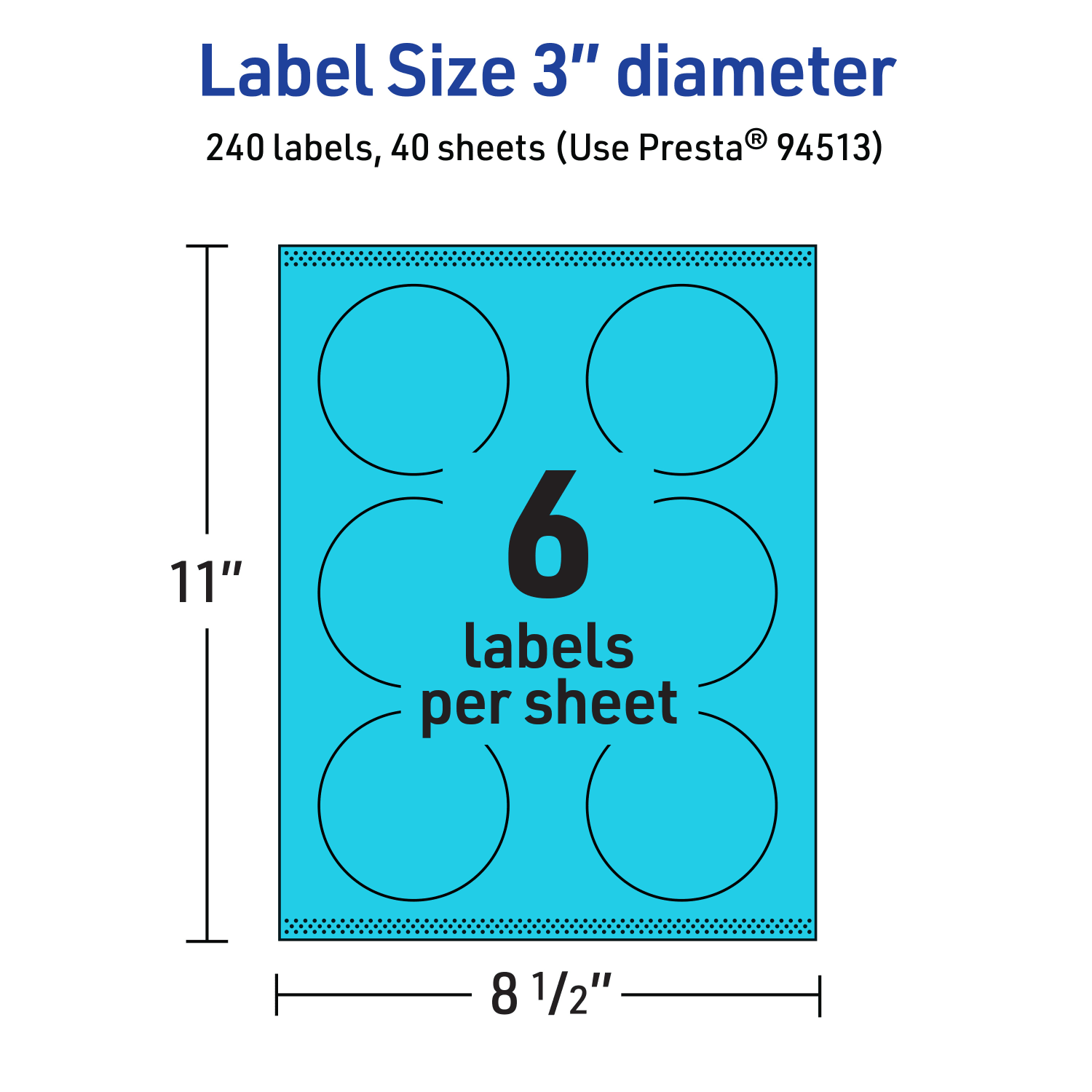 Avery Print-To-The-Edge Labels With Sure Feed Technology And Easy Peel Label Feature, 94513-BBP40, Round, 3in, Matte Bright Blue, Pack of 240 - Image 6