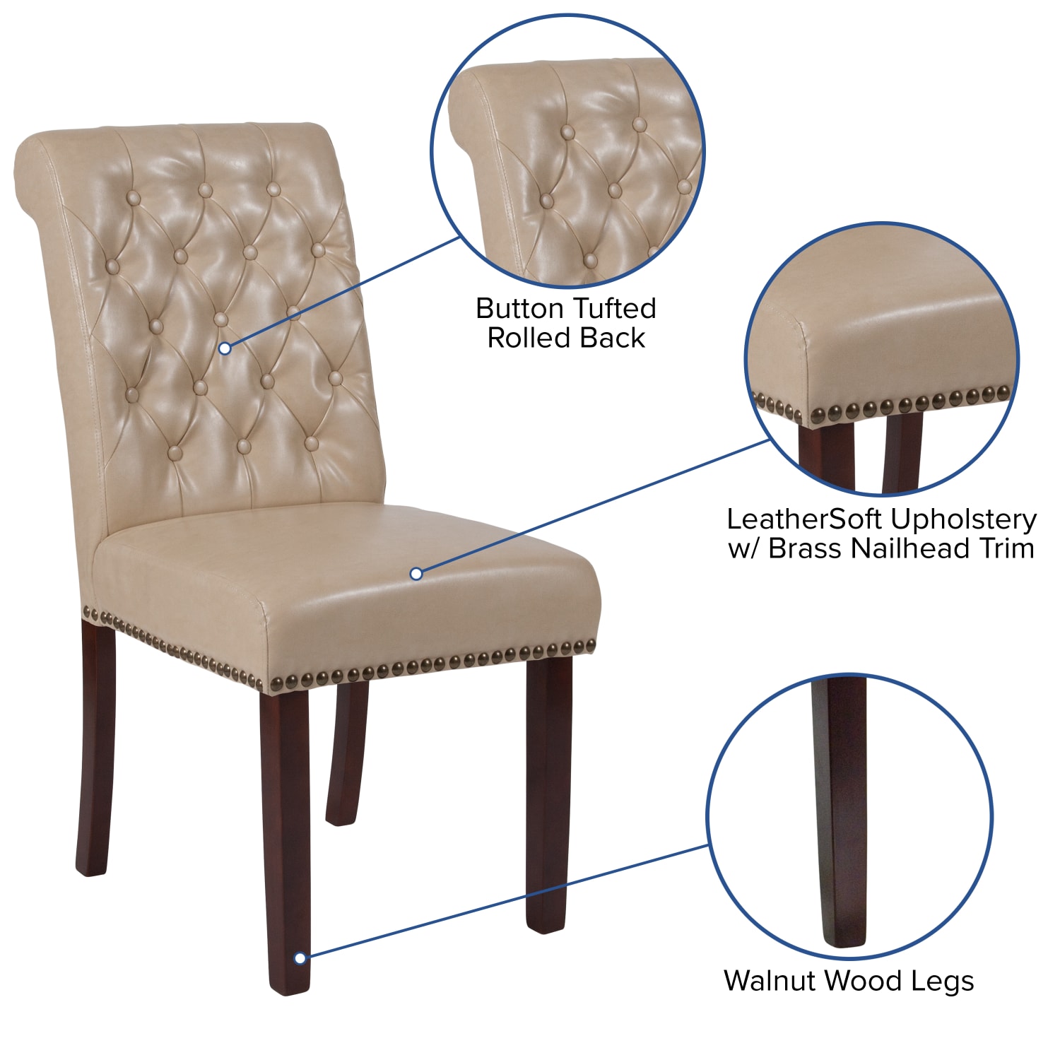 Flash Furniture Hercules Series Leathersoft Parsons Chair, Beige - Image 4
