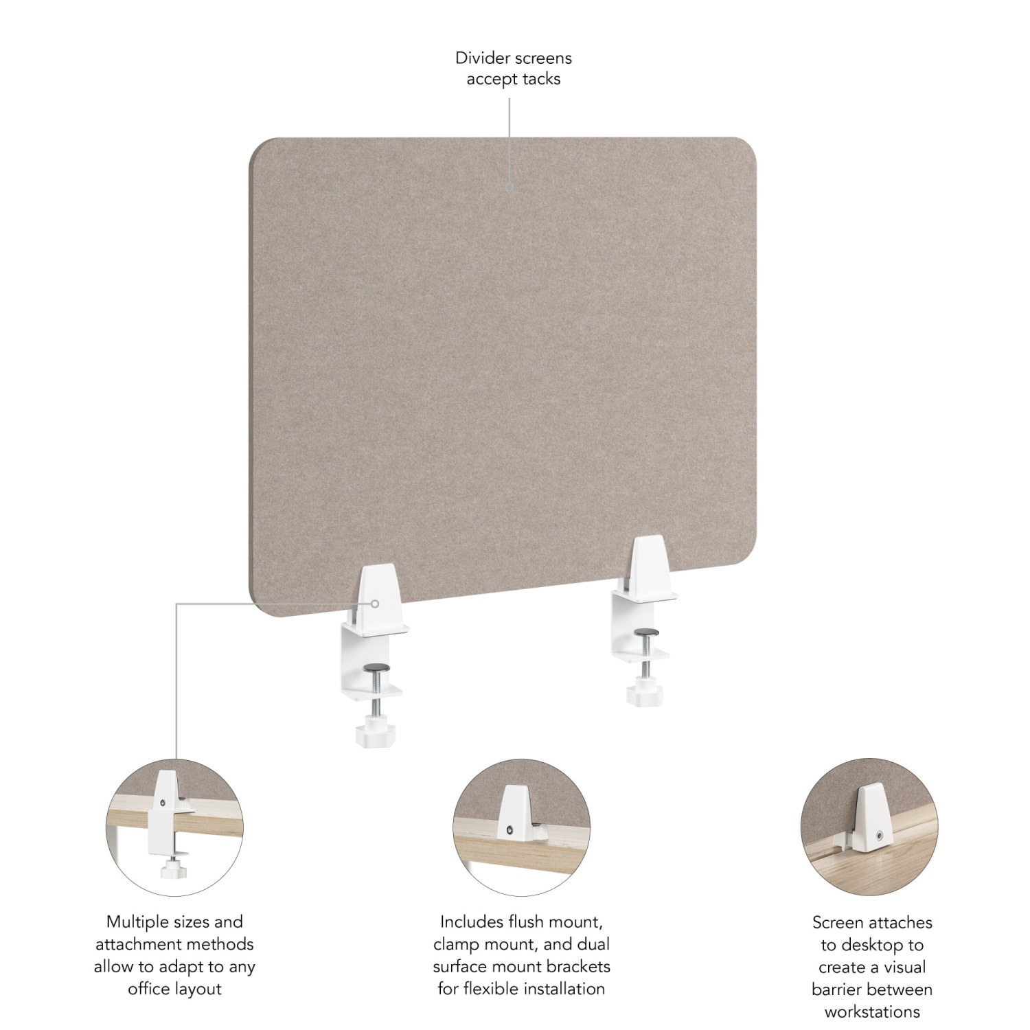 WorkPro Motiva Desktop Privacy Screen, 18inH x 22inW x 2inD, Warm Beige, Standard Delivery - Image 4
