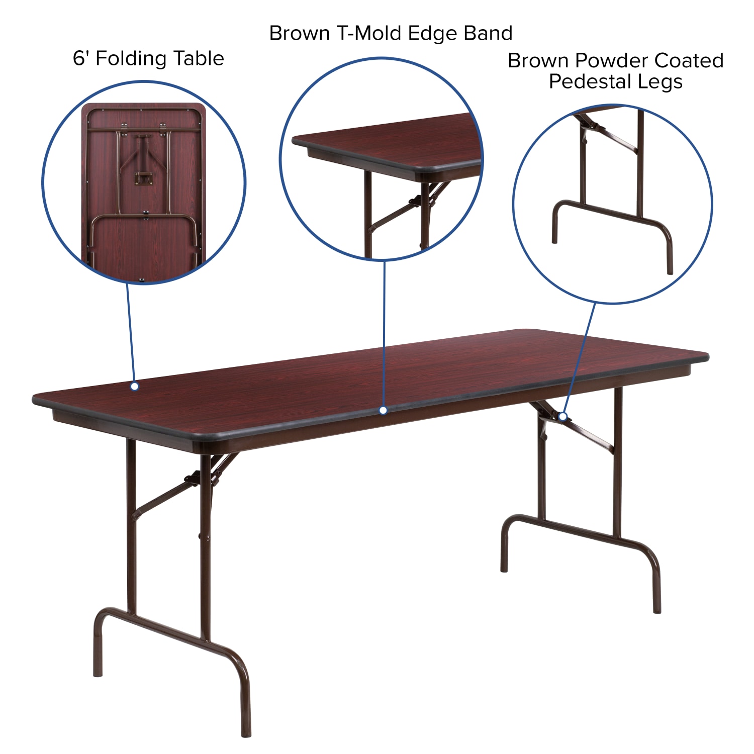Flash Furniture High-Pressure Laminate Folding Banquet Table, 30inH x 30inW x 72inD, Mahogany - Image 5