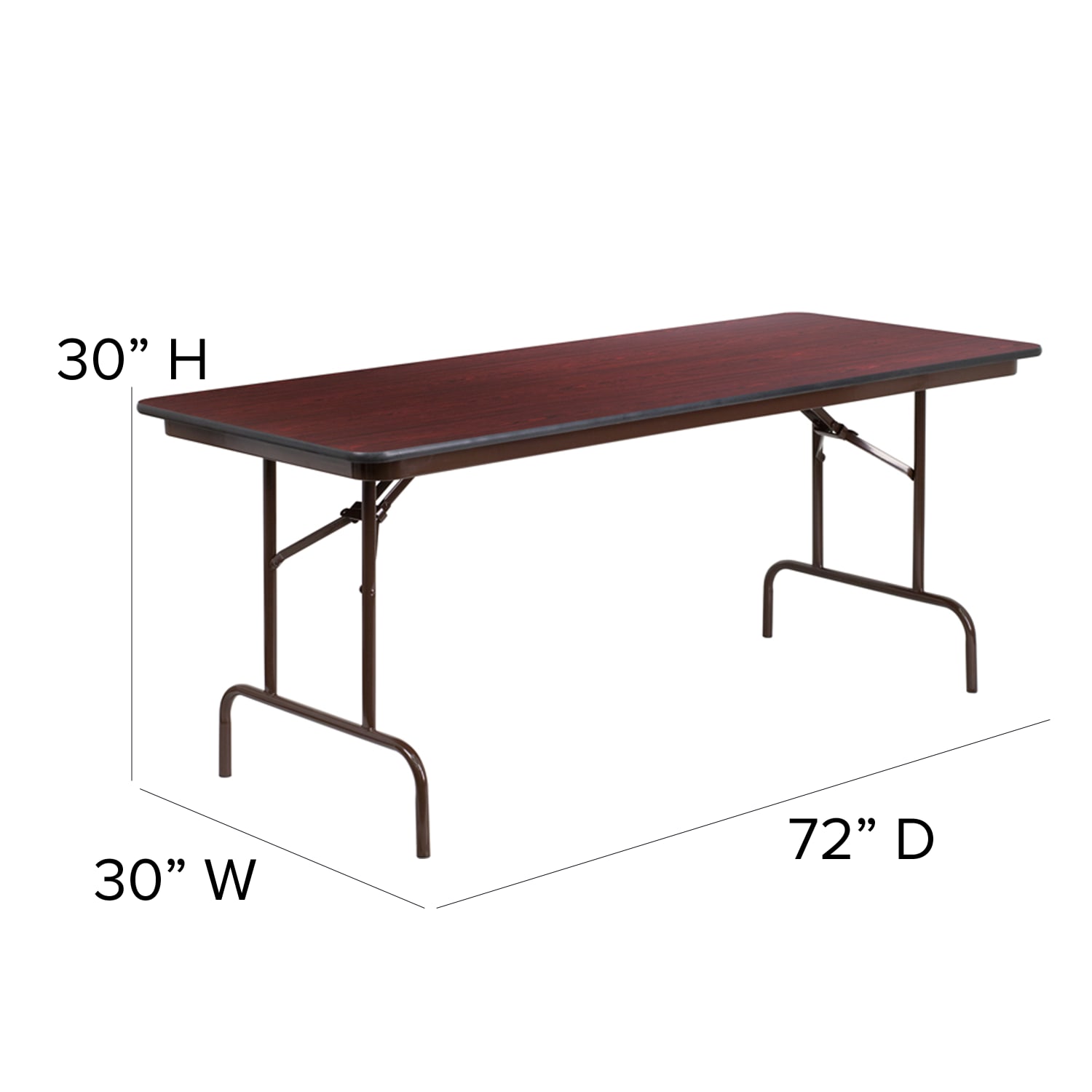 Flash Furniture High-Pressure Laminate Folding Banquet Table, 30inH x 30inW x 72inD, Mahogany - Image 6