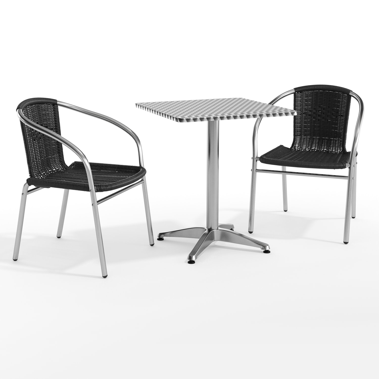 Flash Furniture Lila 3-Piece 23-1/2in Square Aluminum Indoor/Outdoor Table Set With Rattan Chairs, Black