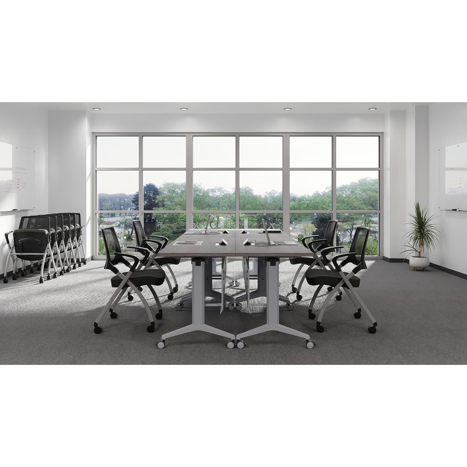 WorkPro AnyPlace Mesh/Fabric Folding Nesting Chairs, Black, Pack Of 2 Chairs, BIFMA Compliant - Image 5