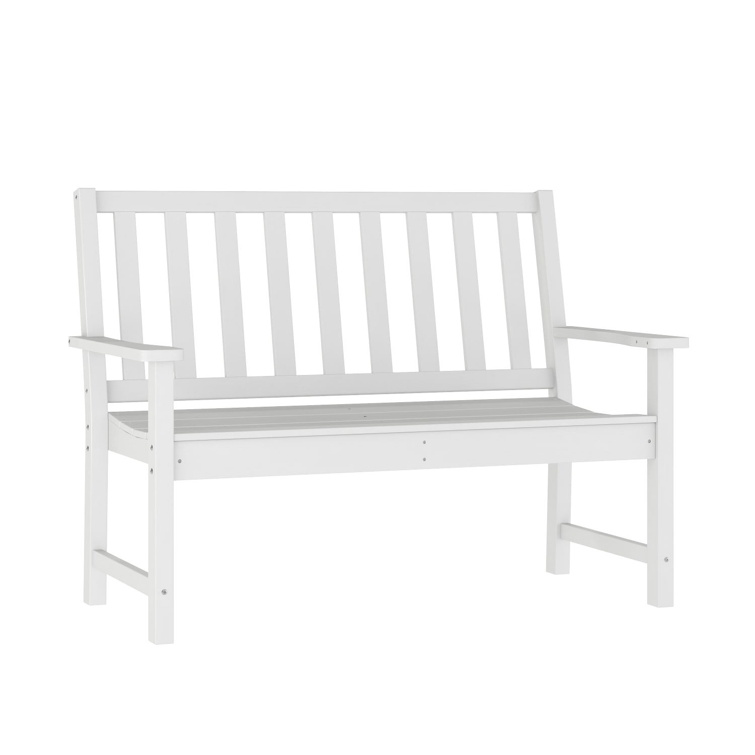 Flash Furniture Ellsworth Commercial Grade All Weather Indoor/Outdoor Recycled HDPE Bench with Contoured Seat, White