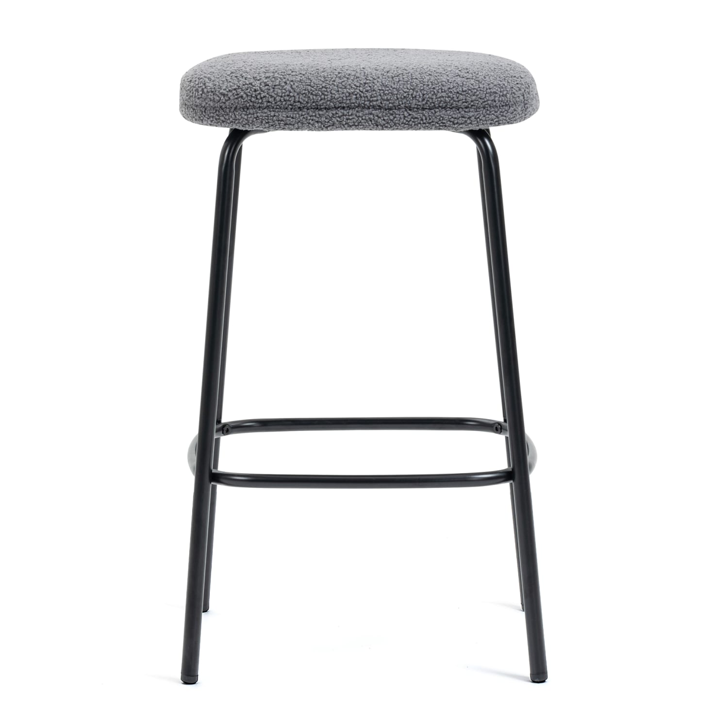 Glamour Home Ayana Boucle Fabric Backless Counter Stools, Gray/Black, Set Of 2 Stools - Image 5
