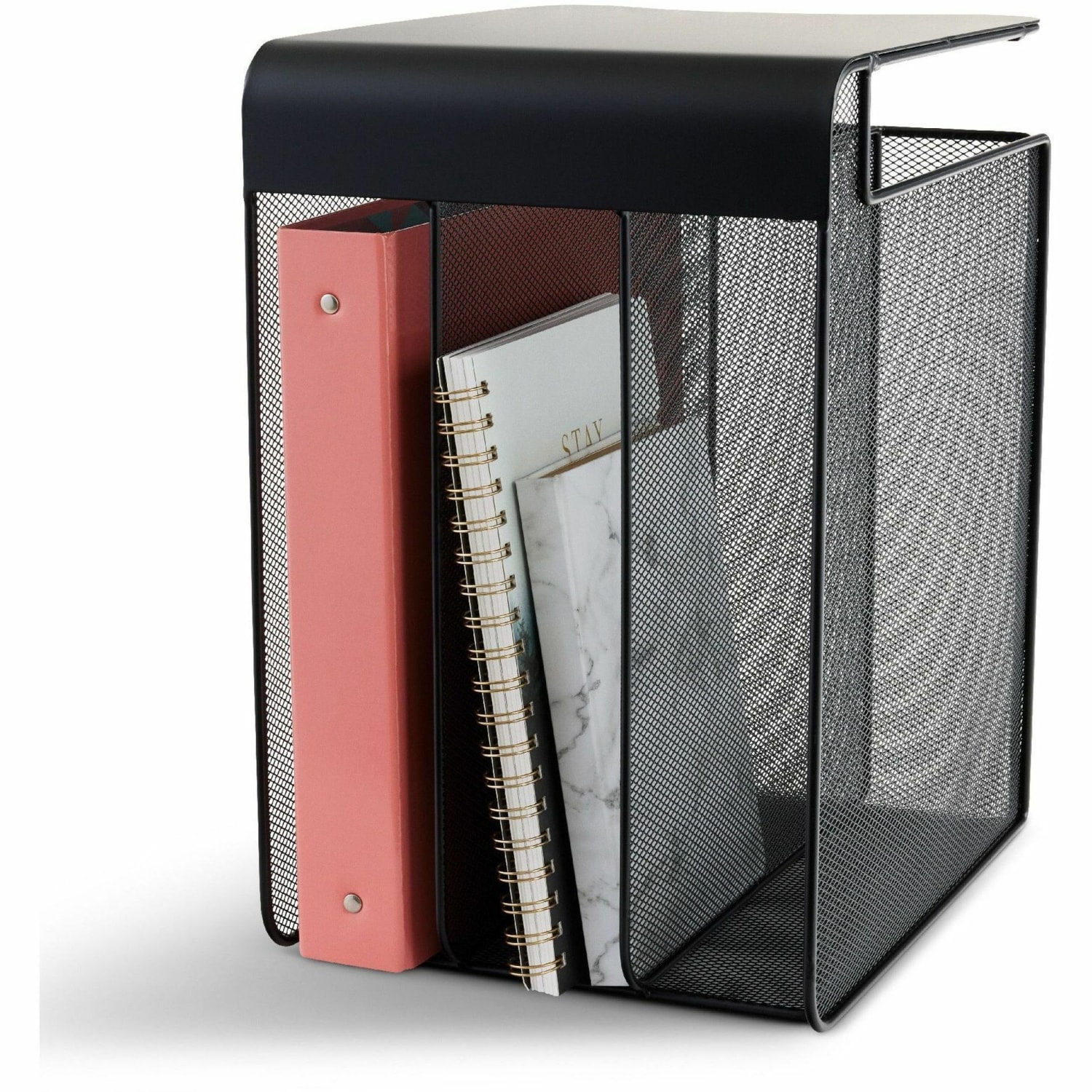 Safco Onyx Mesh Hanging Organizer, Solid Top 3-Section Vertcal, Black - Image 4