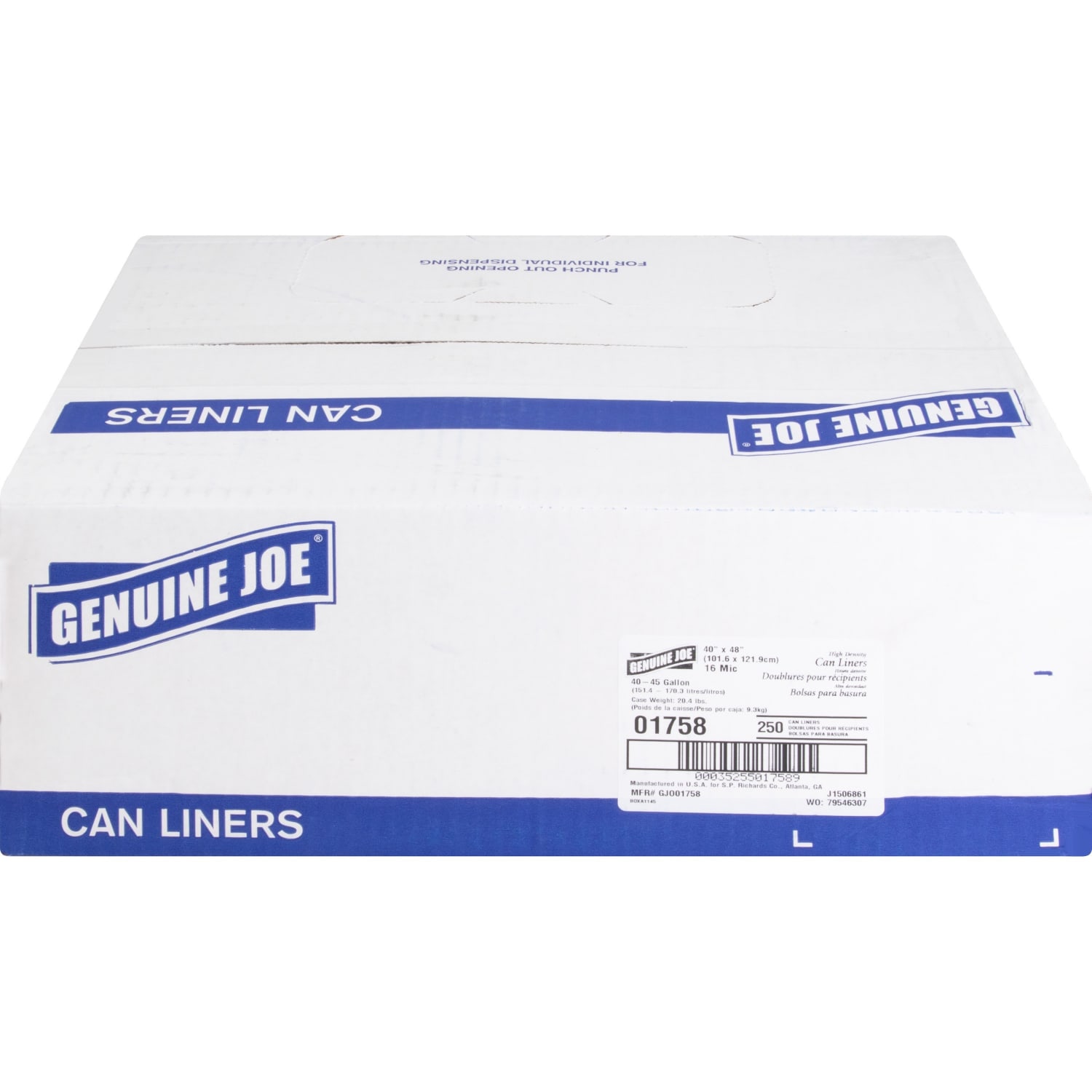 Genuine Joe 0.01 mil Trash Bags, 45 gal, 40inH x 48inW, Clear, 250 Bags - Image 3