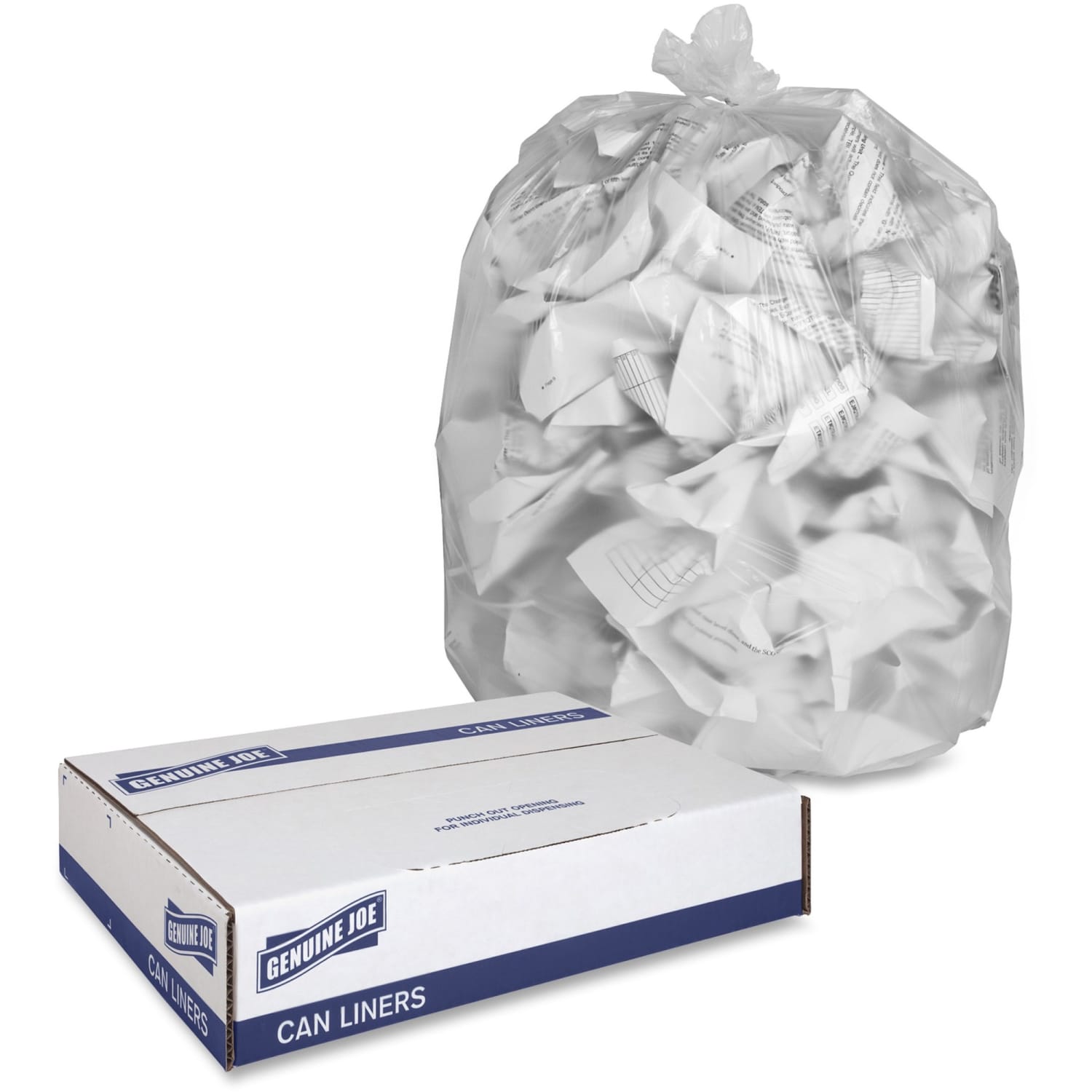 Genuine Joe 0.01 mil Trash Bags, 60 gal, 38inH x 60inW, Clear, 200 Bags - Image 3