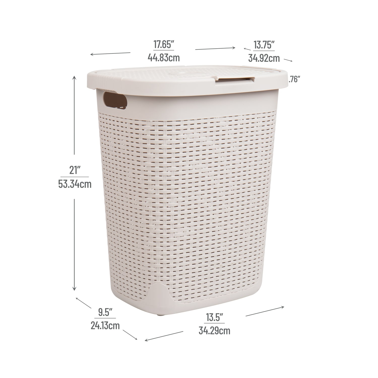 Mind Reader 50L Slim Laundry Hamper Clothes Basket With Lid, 21inH x 13-3/4inW, Ivory - Image 4