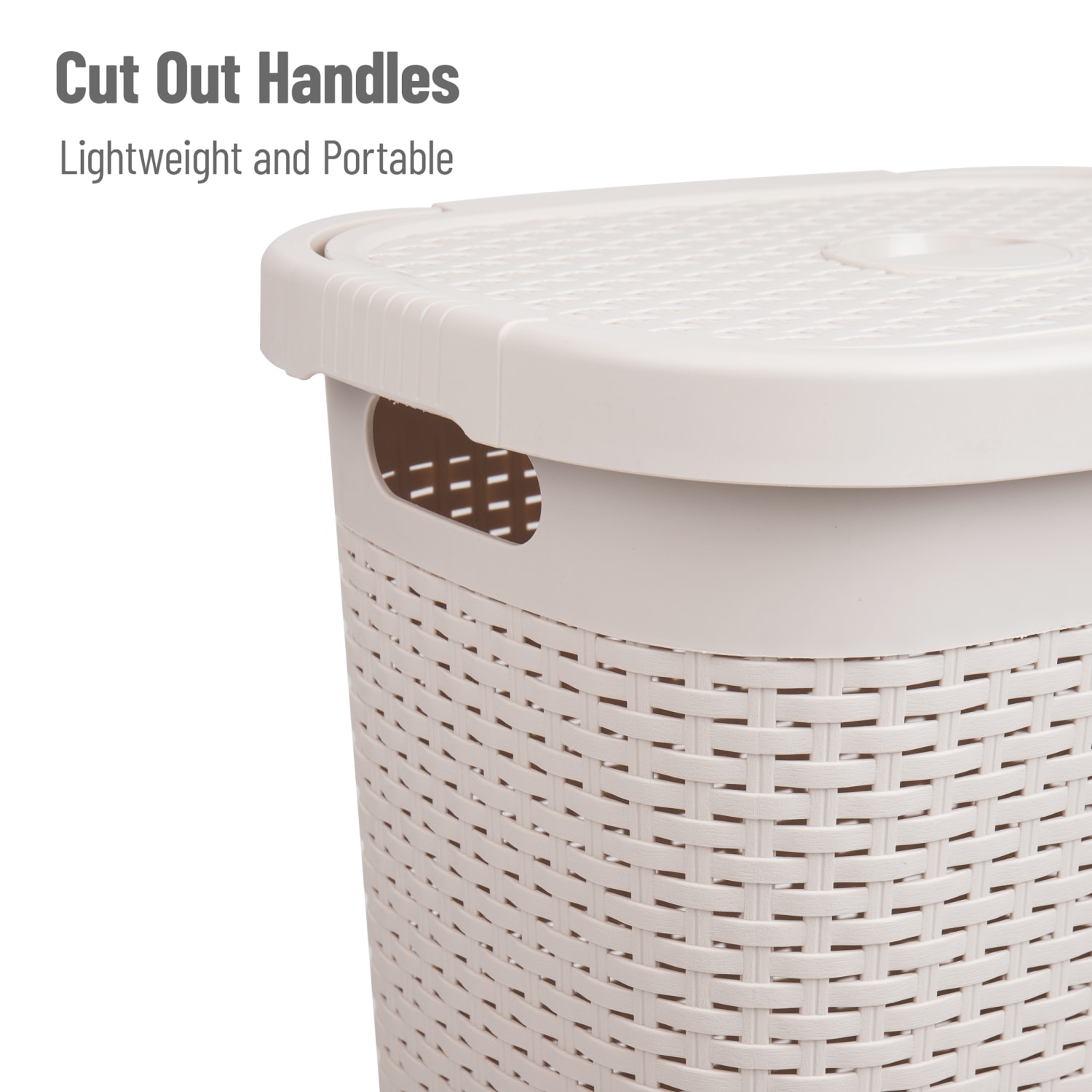 Mind Reader 50L Slim Laundry Hamper Clothes Basket With Lid, 21inH x 13-3/4inW, Ivory - Image 5
