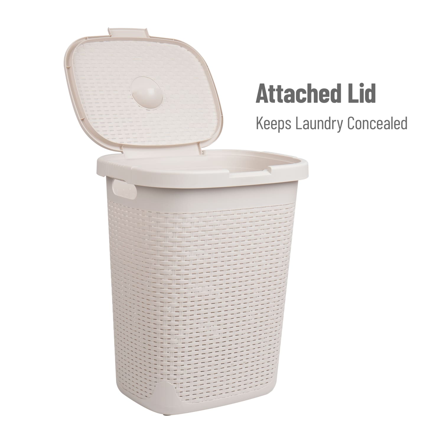 Mind Reader 50L Slim Laundry Hamper Clothes Basket With Lid, 21inH x 13-3/4inW, Ivory - Image 6