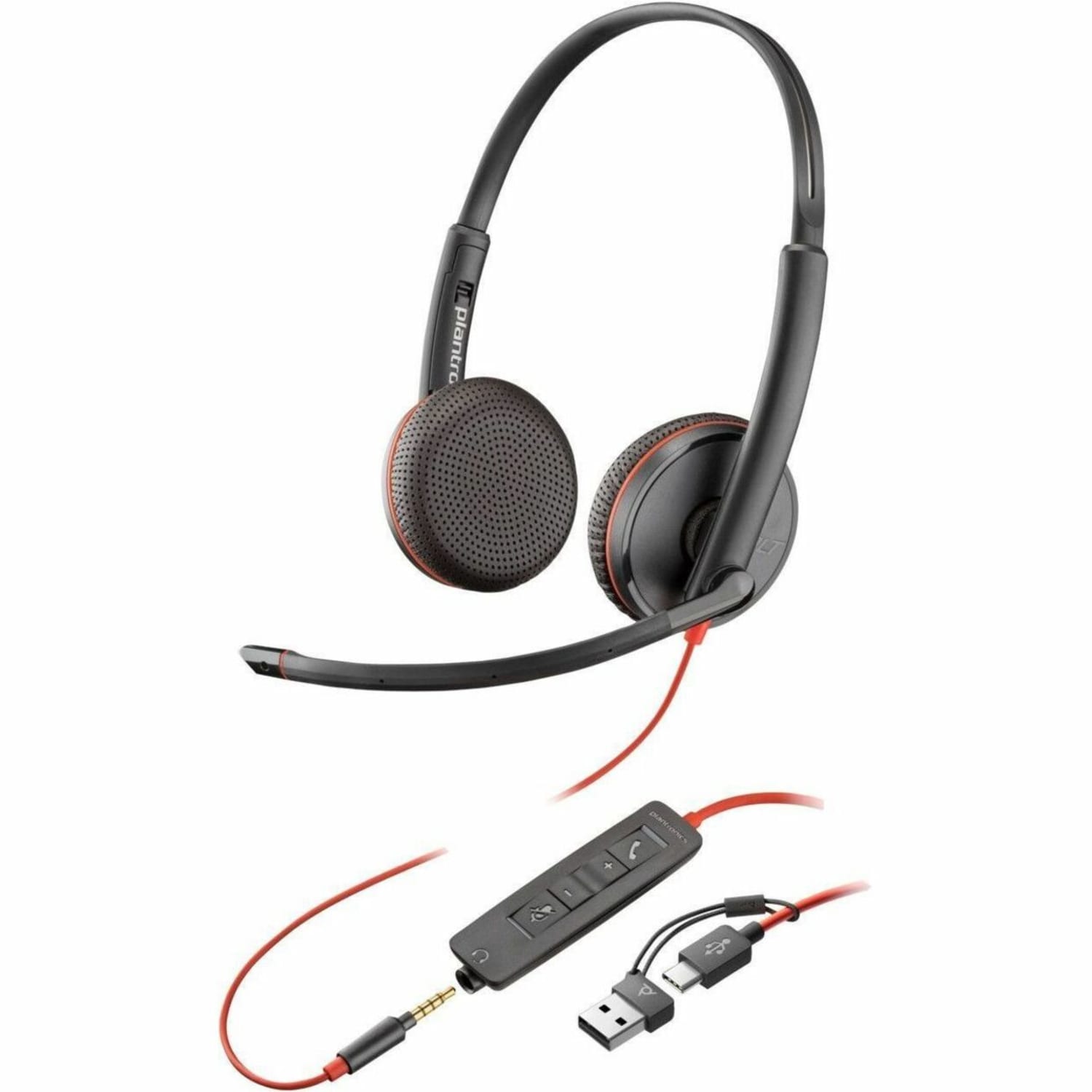 Poly Blackwire 3225 Stereo USB-C Headset + 3.5mm Plug + USB-C/A Adapter - Stereo - USB Type C, Mini-phone (3.5mm) - 8X229AA