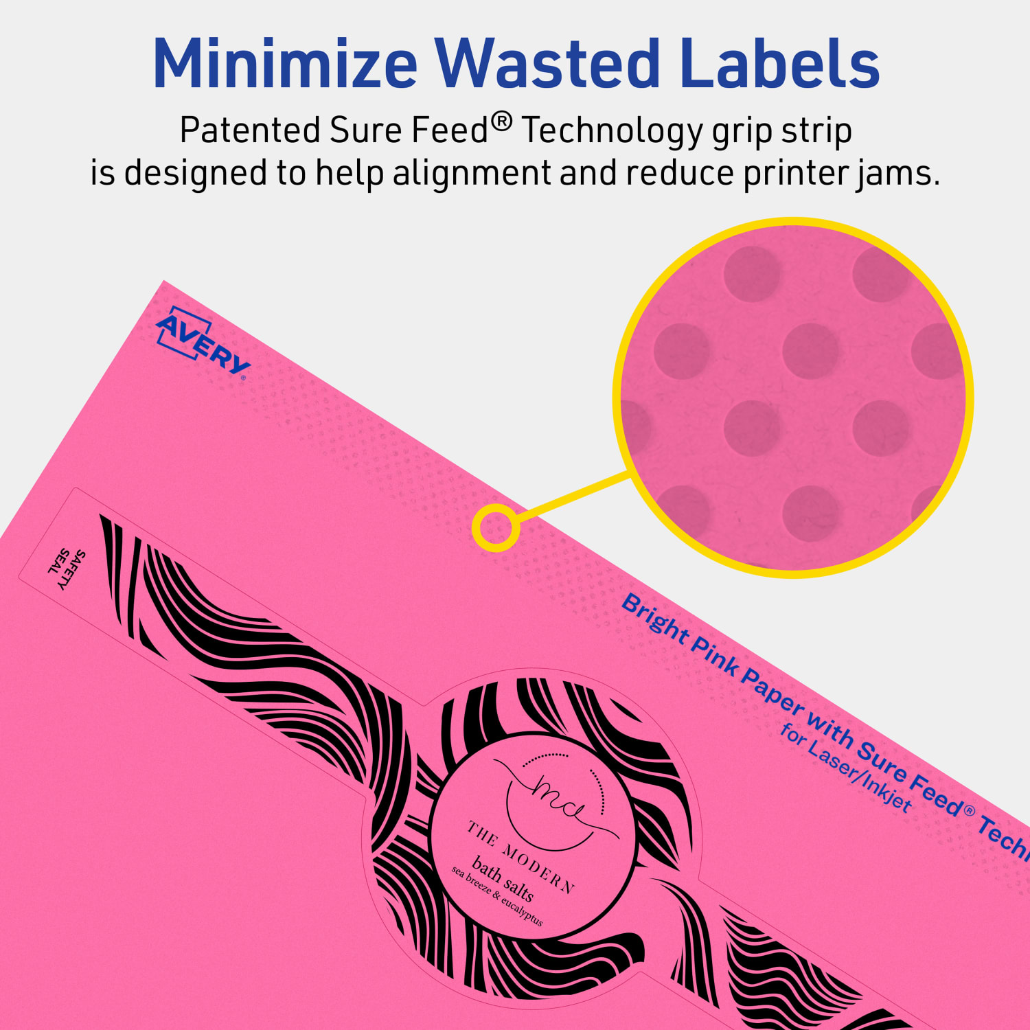 Avery Printable Labels With Sure Feed Technology, 94117-BPP40, Cigar, 2-3/8in x 8in, Matte Bright Pink, Pack of 120 - Image 5