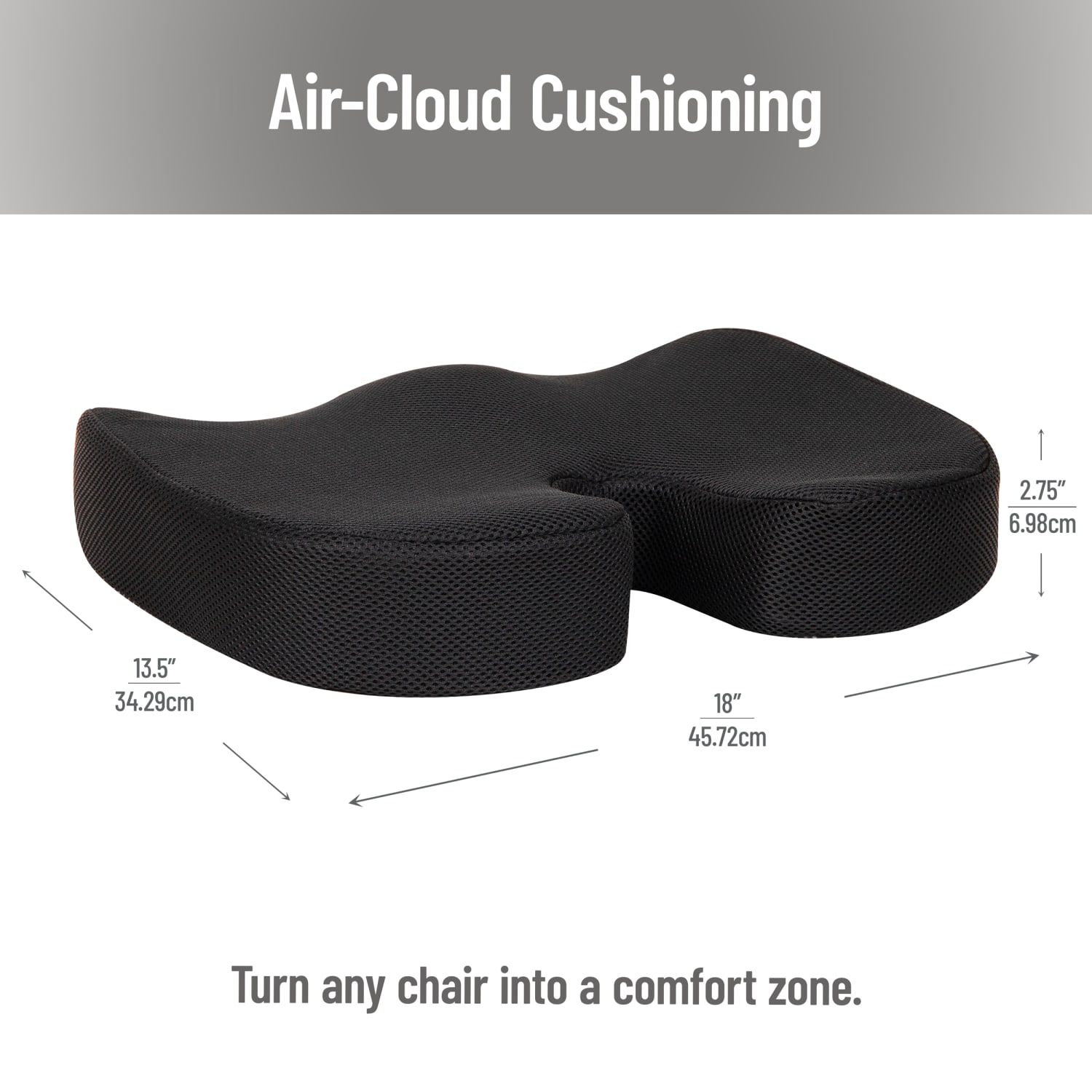 Mind Reader Memory Foam Seat Cushion, 2-3/4inH x 13-1/2inW x18inD, Black - Image 5